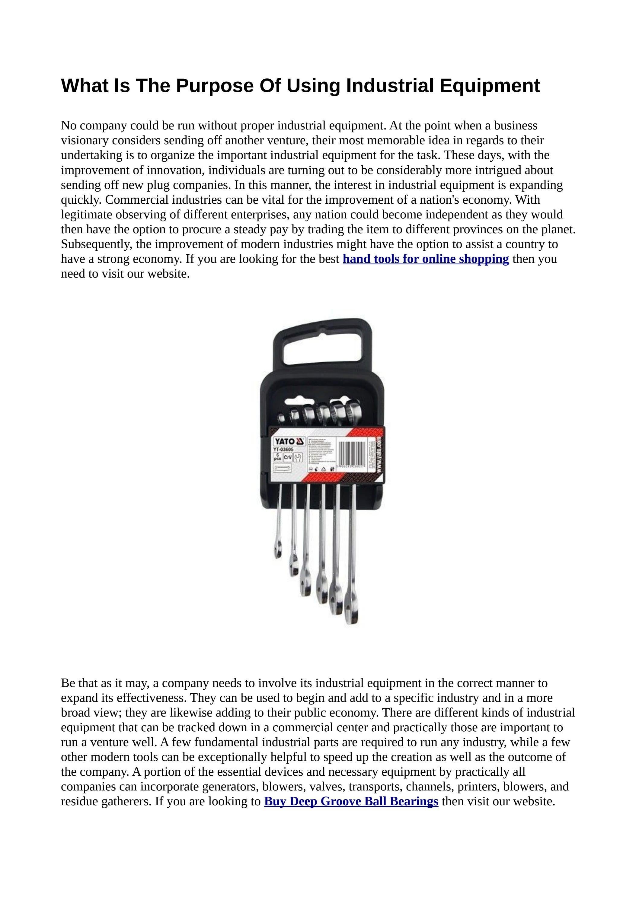 What Is The Purpose Of Using Industrial Equipment by Buy bearing online