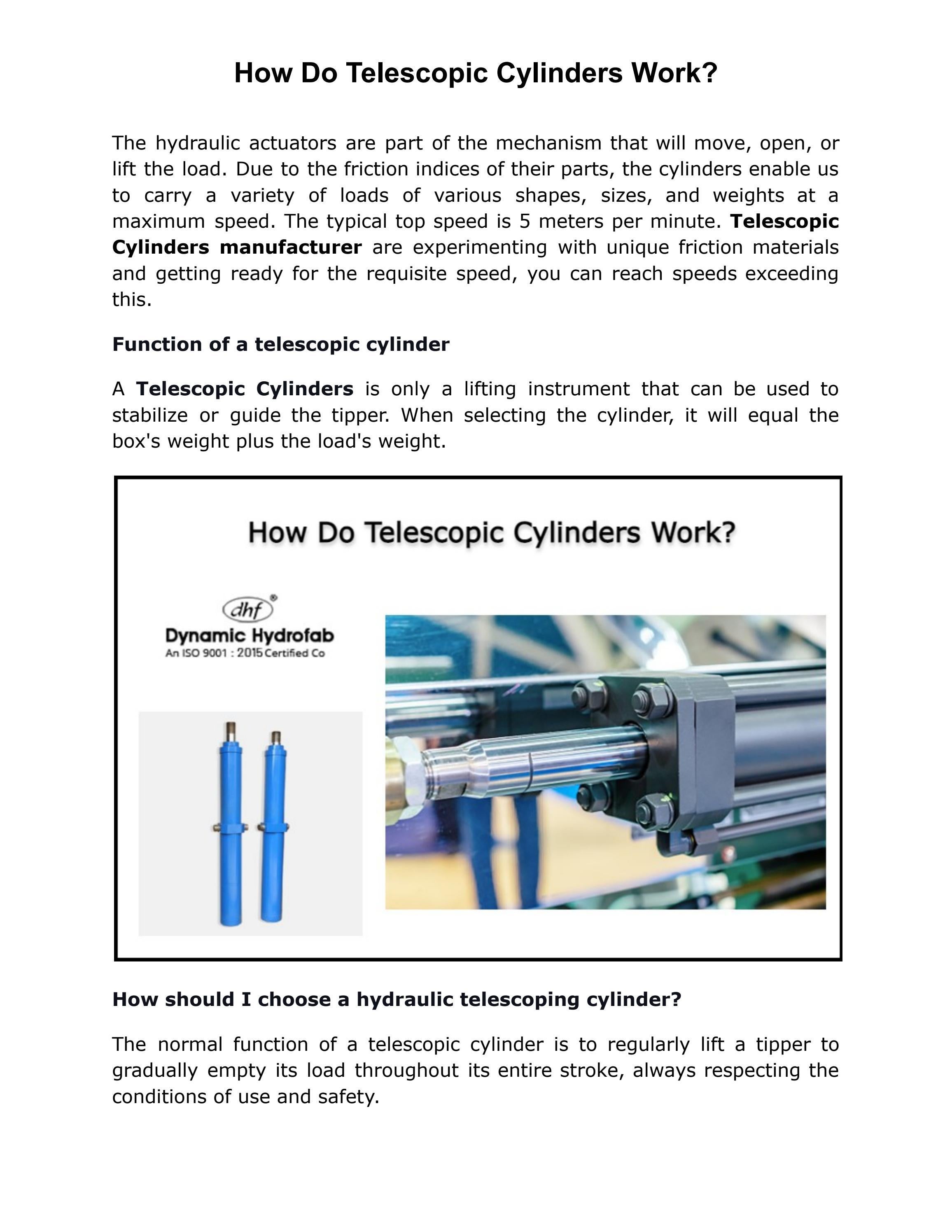 How Do Telescopic Cylinders Work? by Dynamic Hydrofab Issuu
