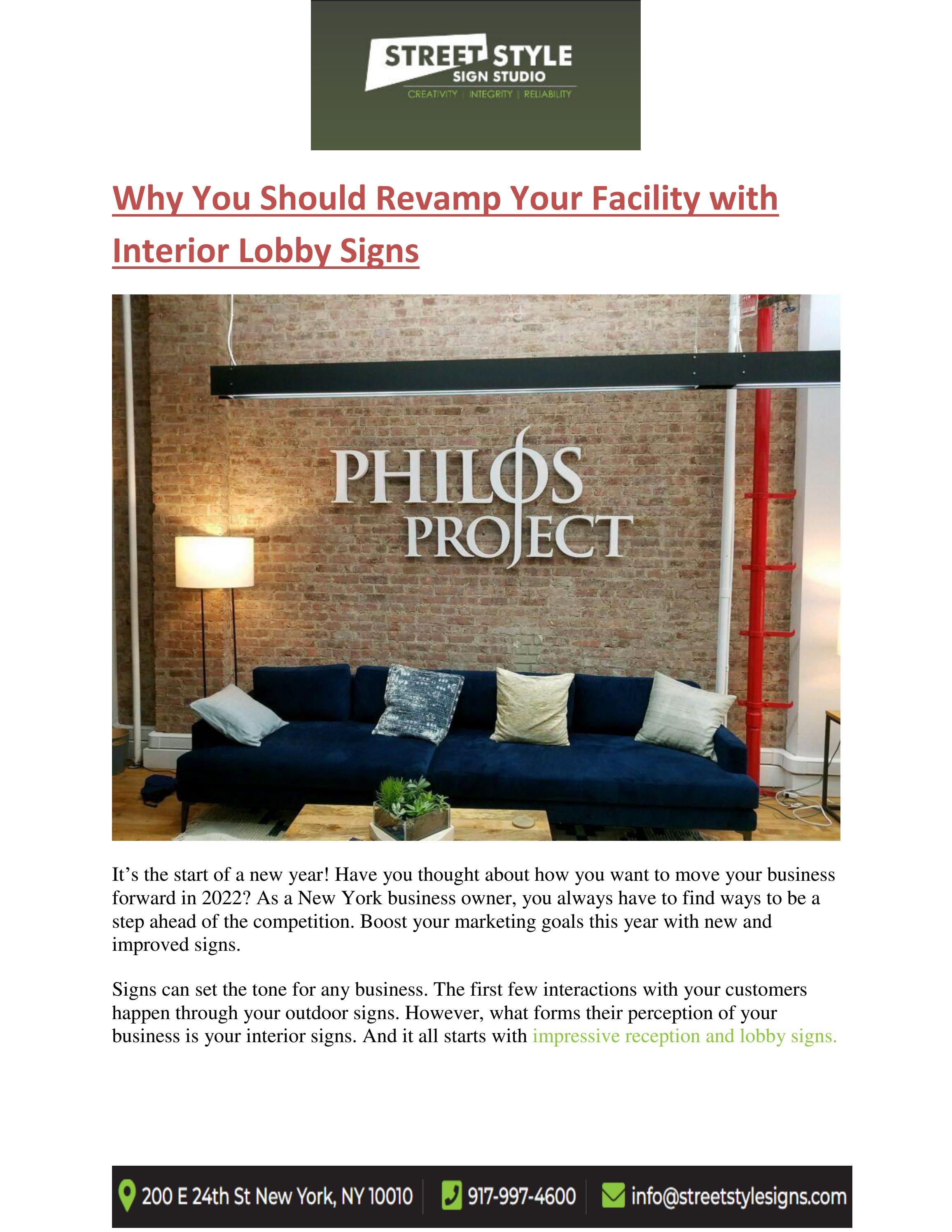 Why You Should Revamp Your Facility With Interior Lobby Signs By Street why-you-should-revamp-your-facility-with-interior-lobby-signs-by-street
