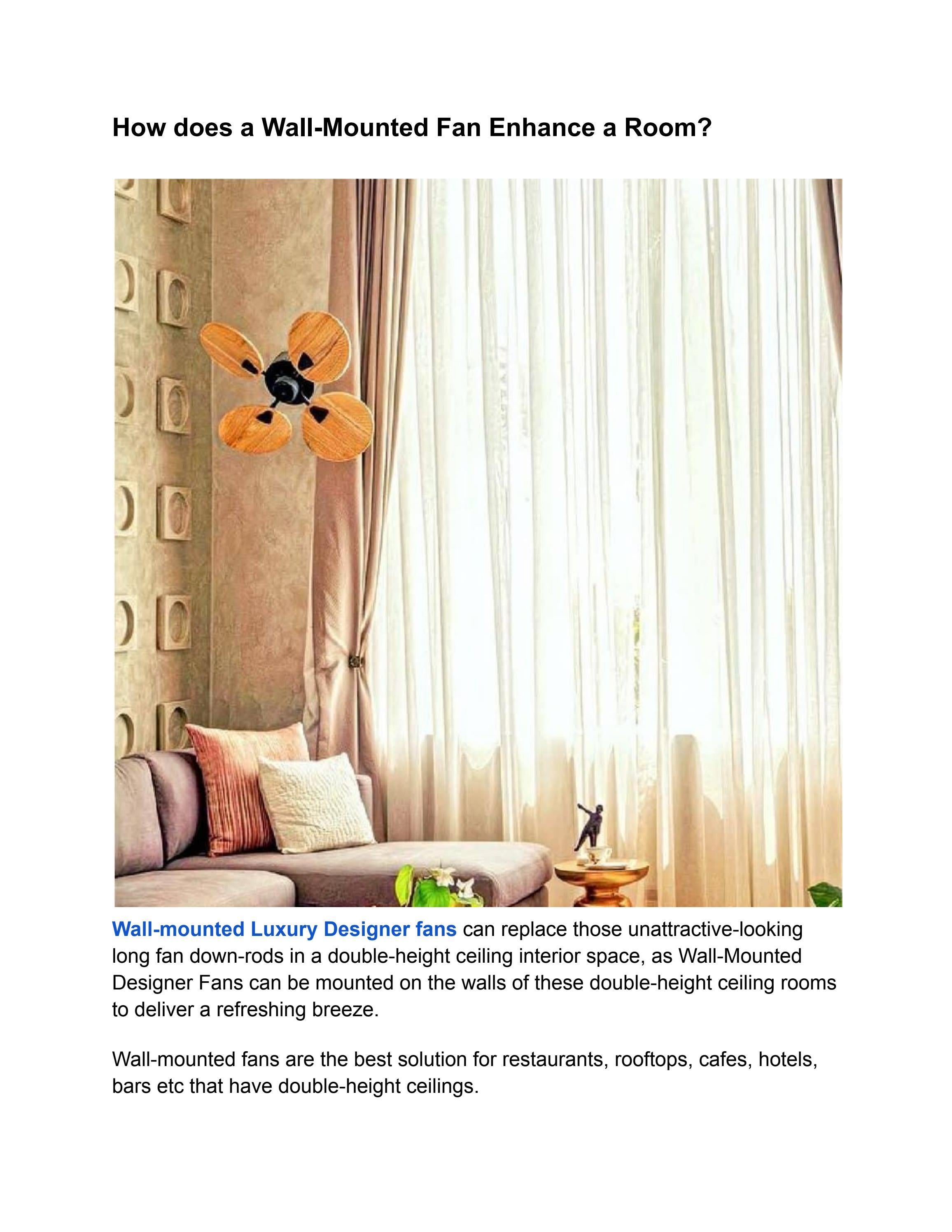 How does a WallMounted Fan enhance a room? by fanzart fans Issuu