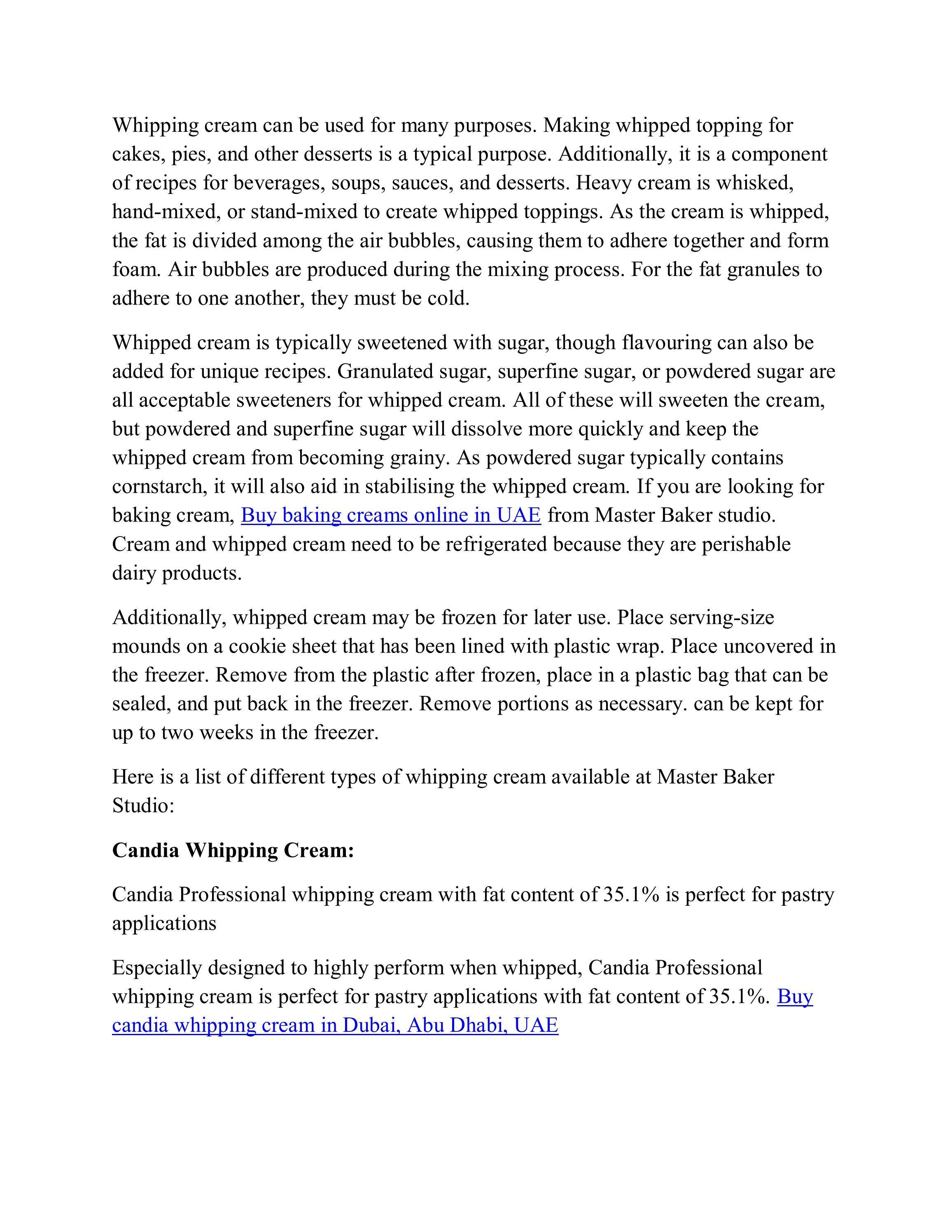 Types of Whipping Cream by masterbakerdubai Issuu