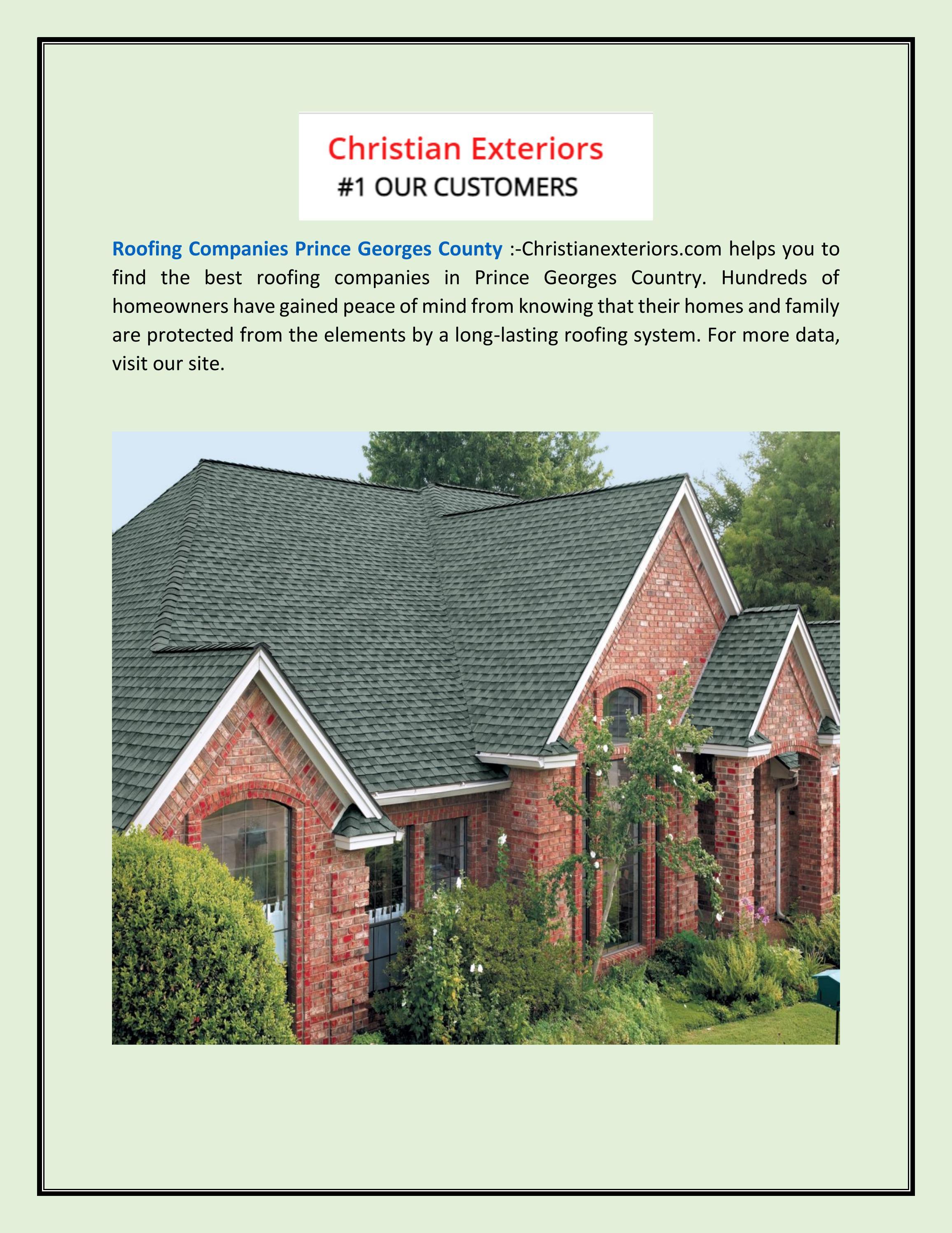 Roofing Companies Prince County by
