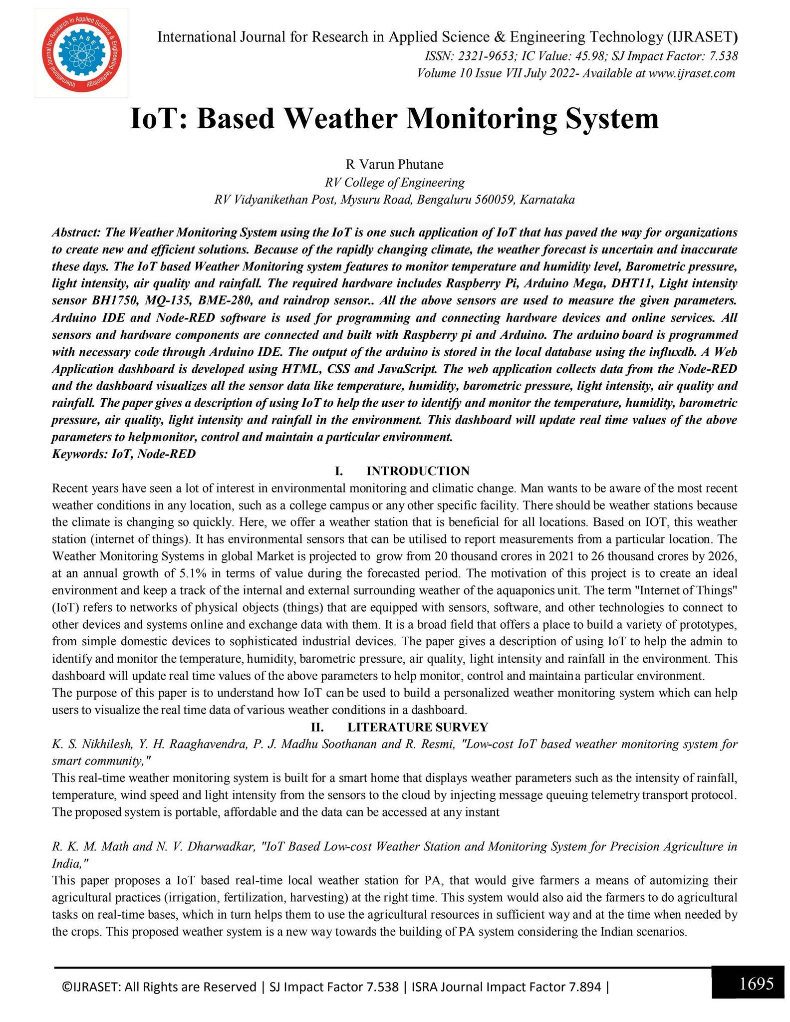 IoT: Based Weather Monitoring System by IJRASET - Issuu