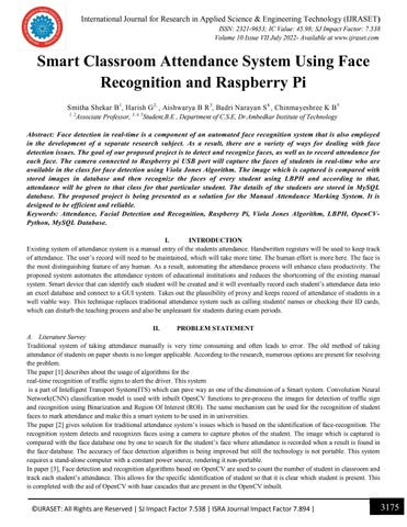 Smart Classroom Attendance System Using Face Recognition and Raspberry ...