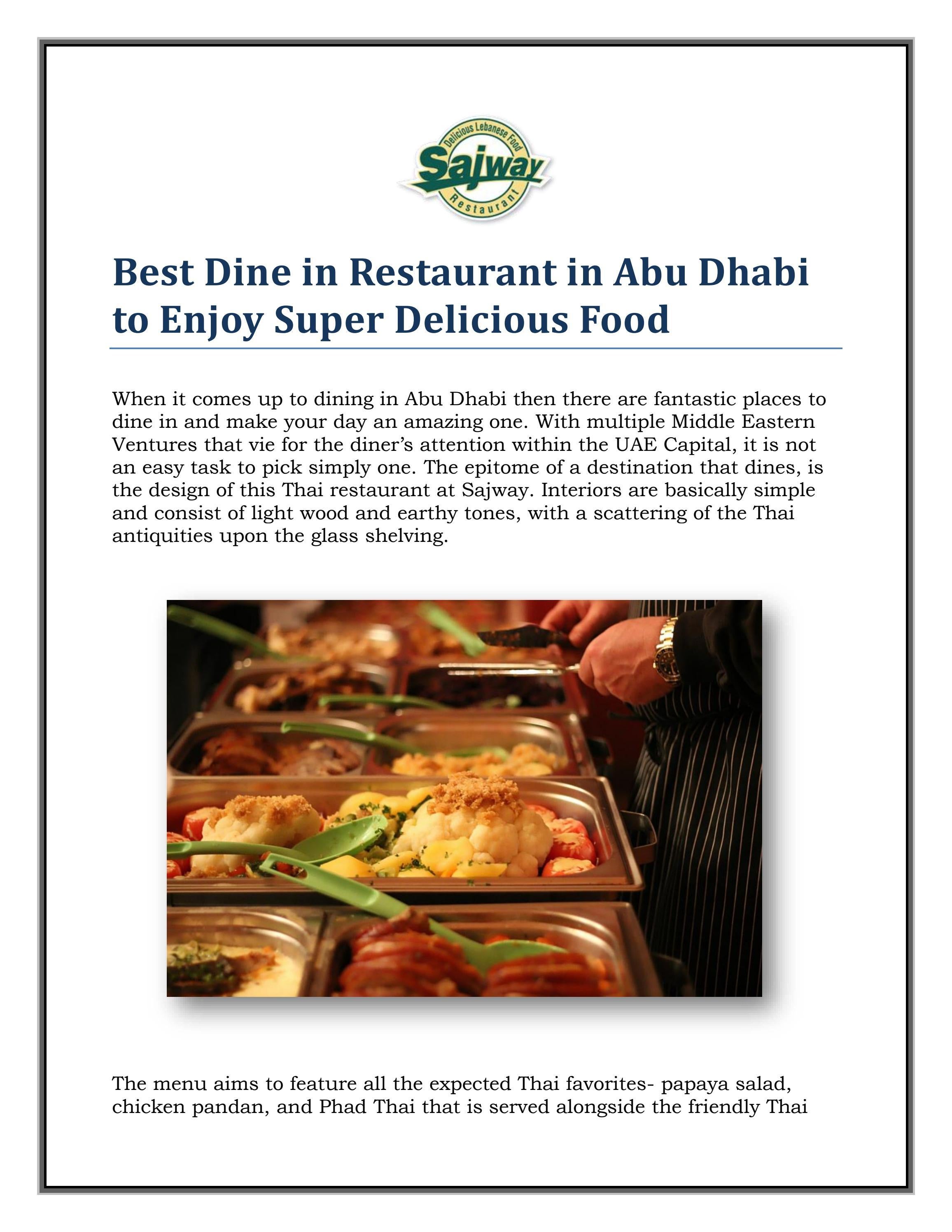 Best Dine in Restaurant in Abu Dhabi to Enjoy Supe