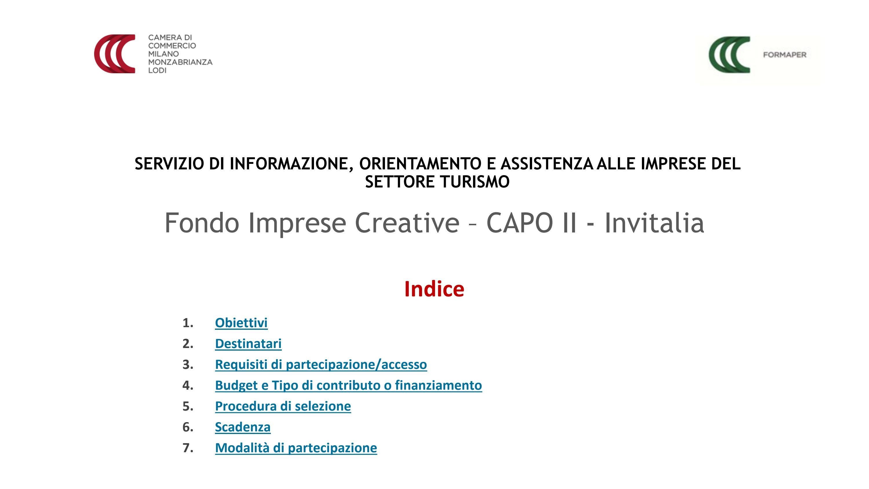 Fondo Imprese Creative CAPO II Invitalia by Camera di commercio di