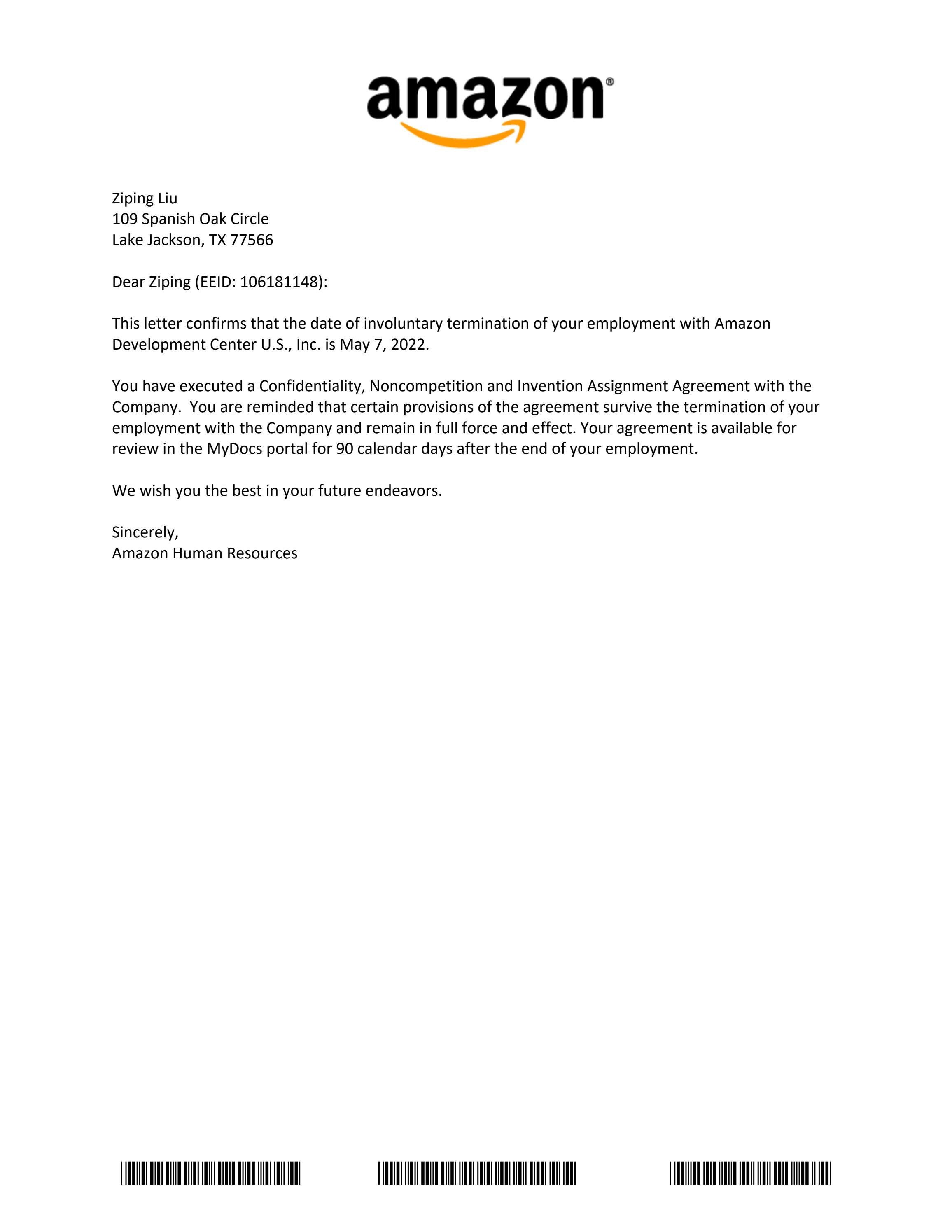 Amazon Termination Policy 2025 Simon Campbell