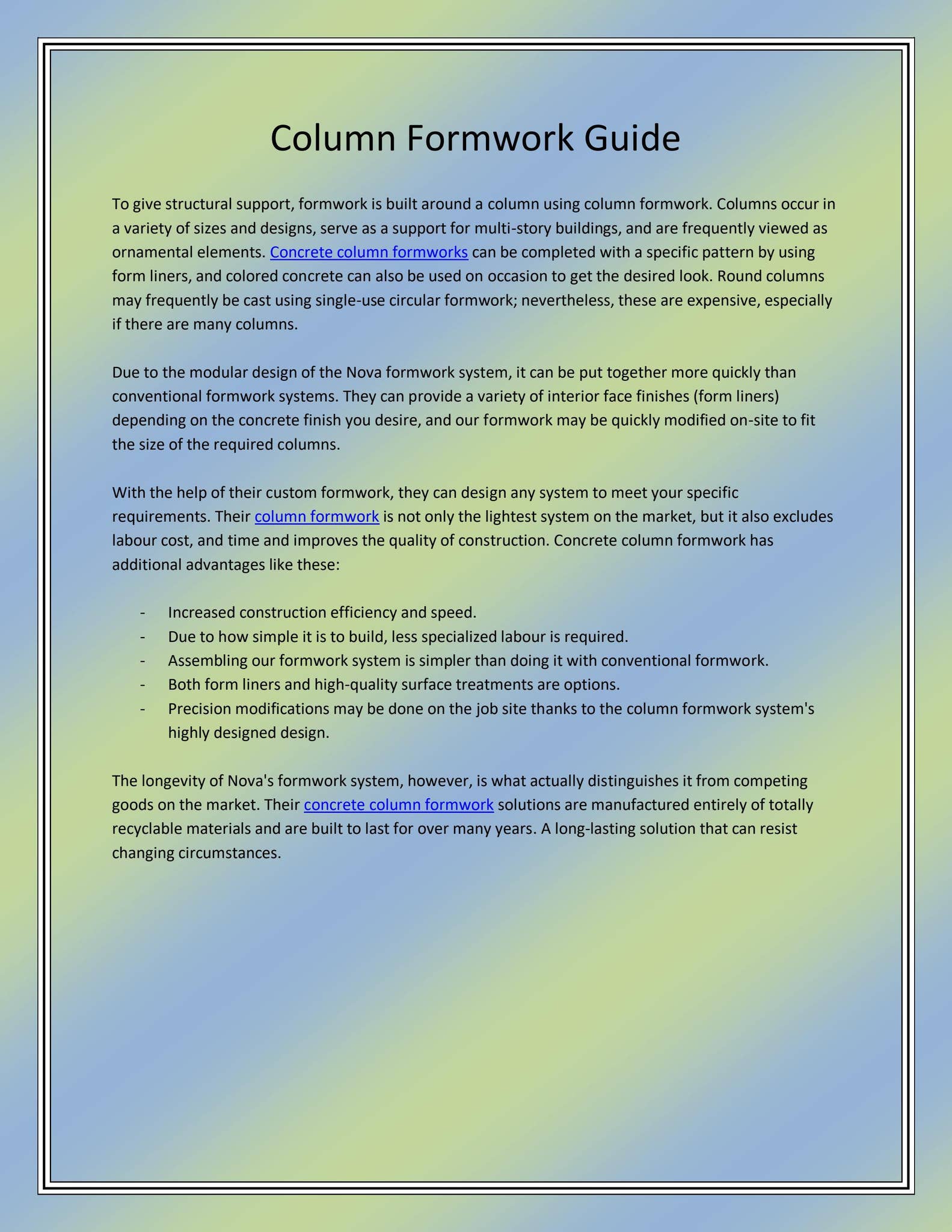 Column Formwork Guide by Nova FormWorks - Issuu