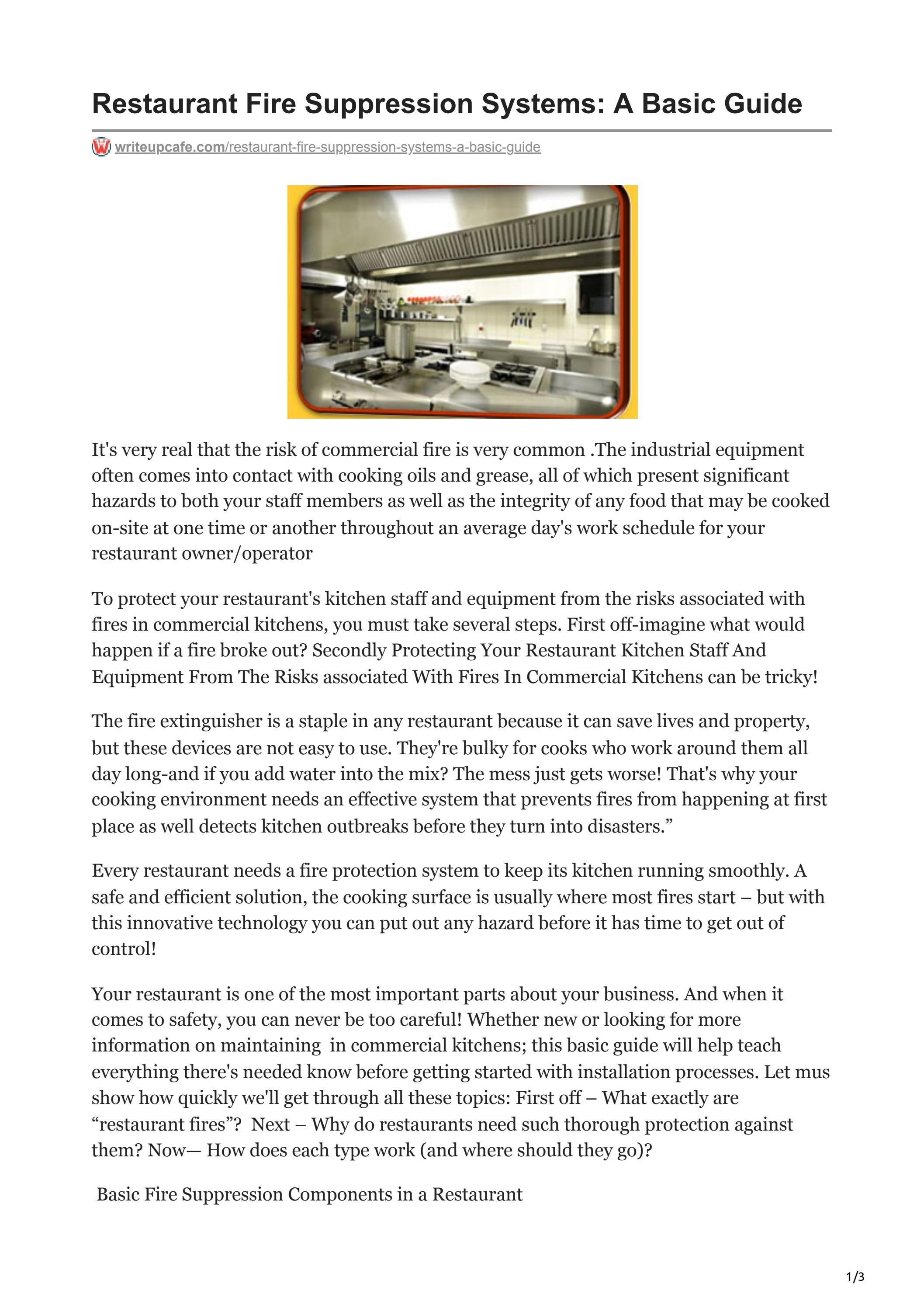 Restaurant Fire Suppression Systems A Basic Guide by Coreyvaldez467 Issuu