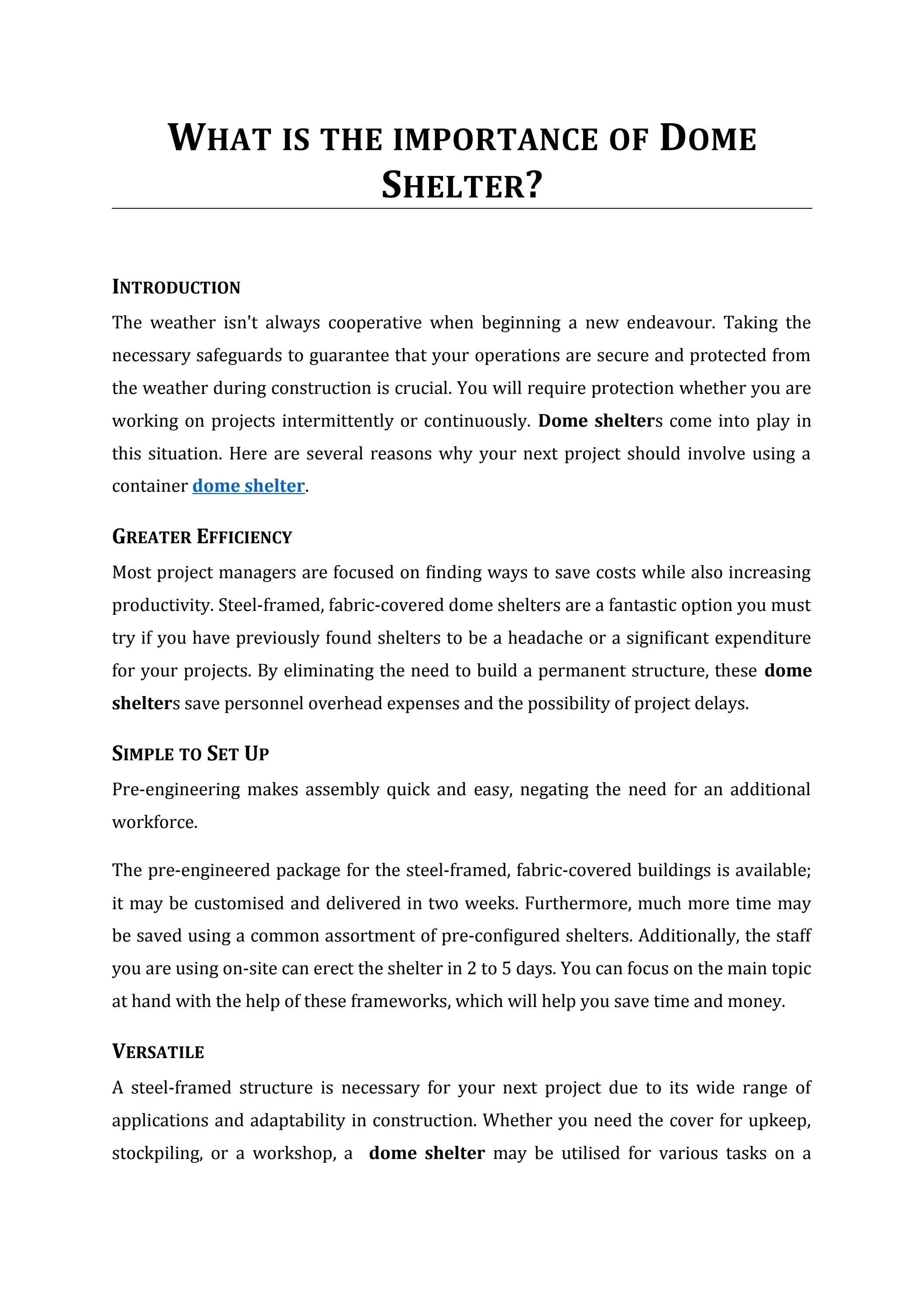 WHAT IS THE IMPORTANCE OF DOME SHELTER? by Quality Domes Direct Issuu