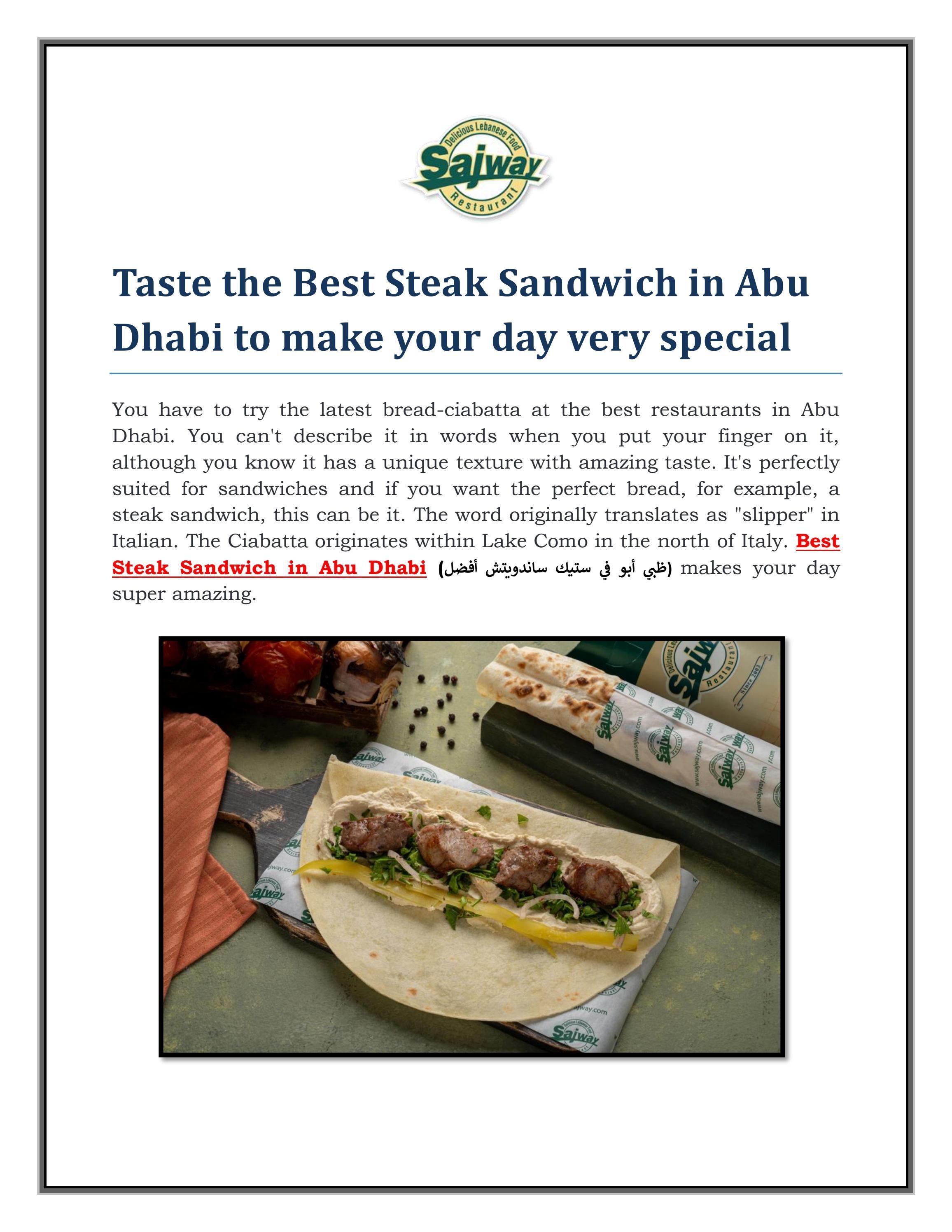 Taste the Best Steak Sandwich in Abu Dhabi to make
