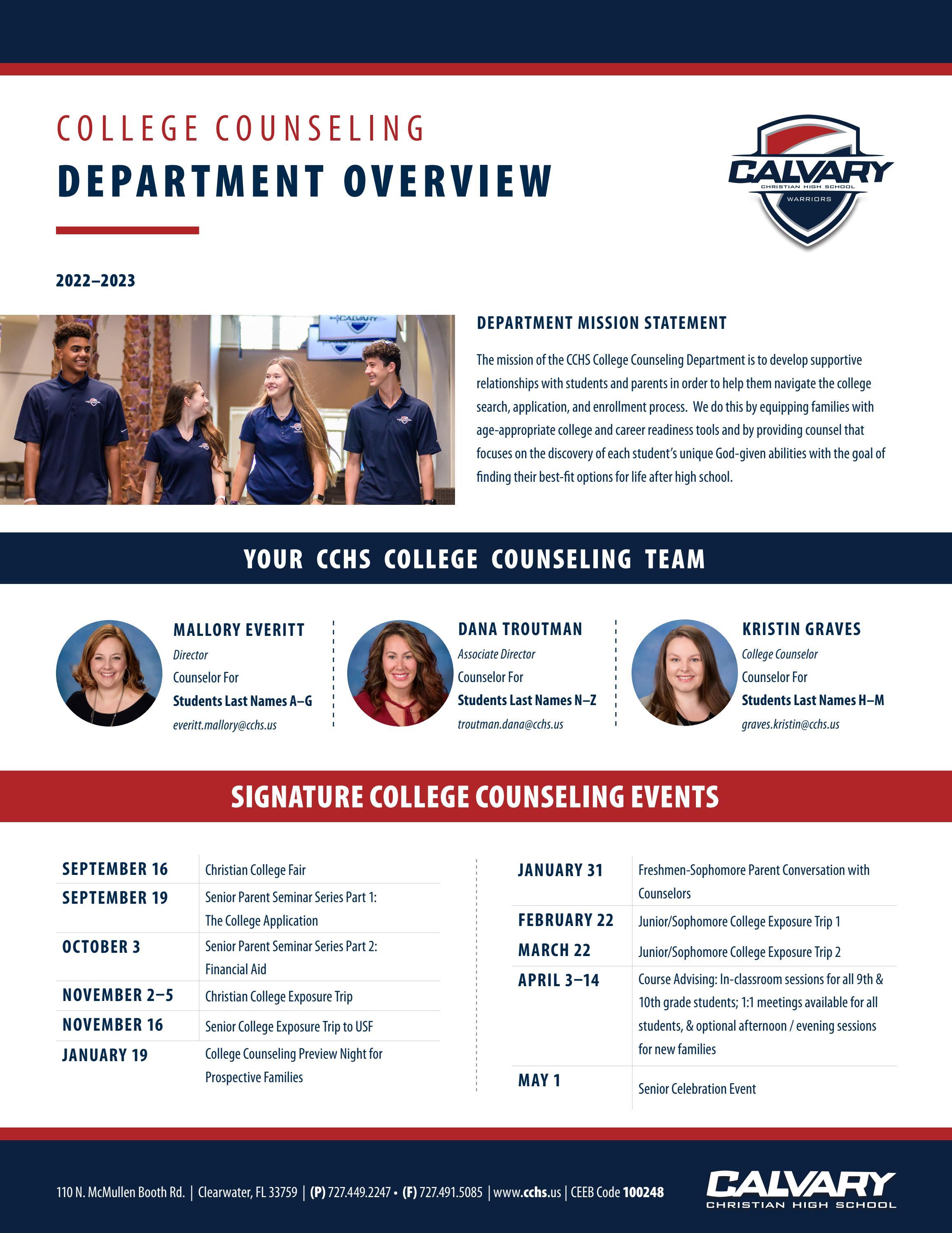 CCHS College Counseling Department Overview 20222023 by warriors1 Issuu