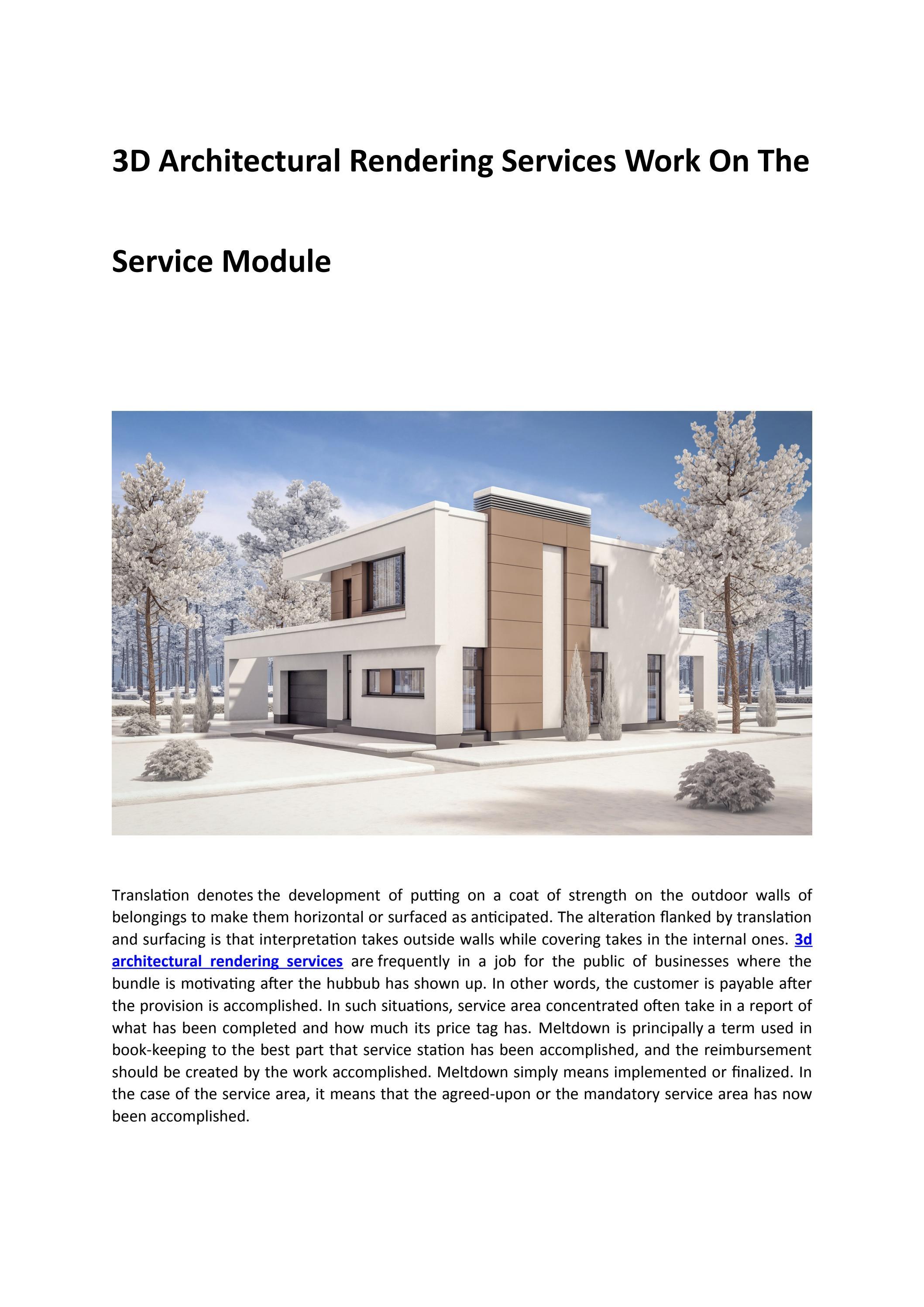 Service Rendering Drawing 3D Architectural Rendering Services Work On The Service Module by ...