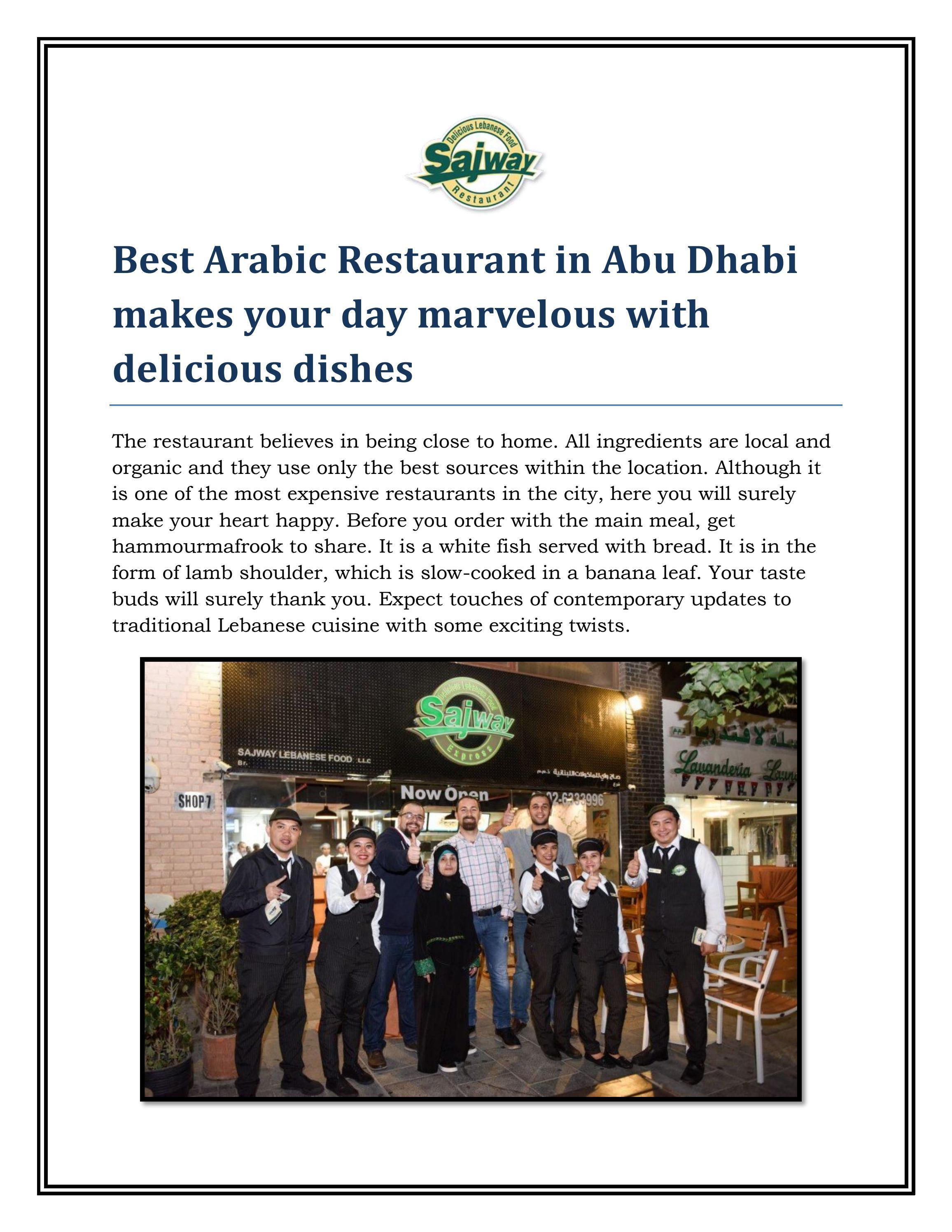 Best Arabic Restaurant in Abu Dhabi makes your day