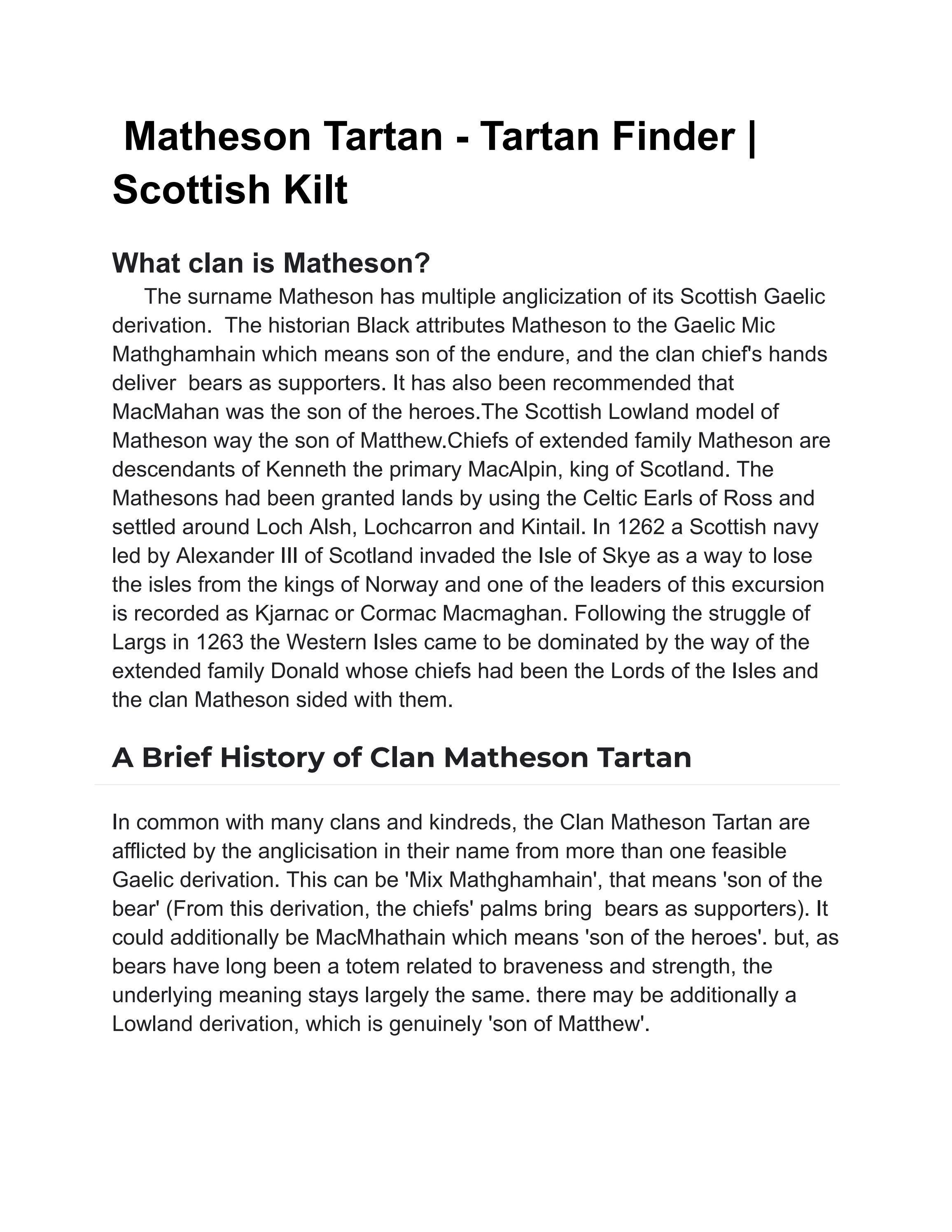 Matheson Tartan Tartan Finder Scottish Kilt by Scottish Kilt Issuu
