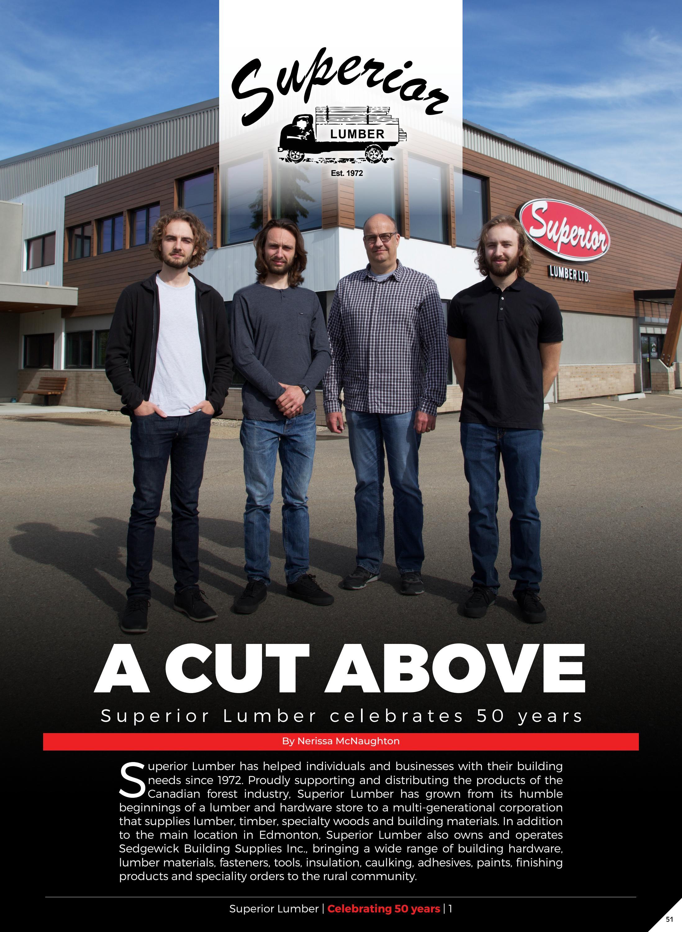 Superior Lumber Celebrating 50 Years by Business in Edmonton Magazine