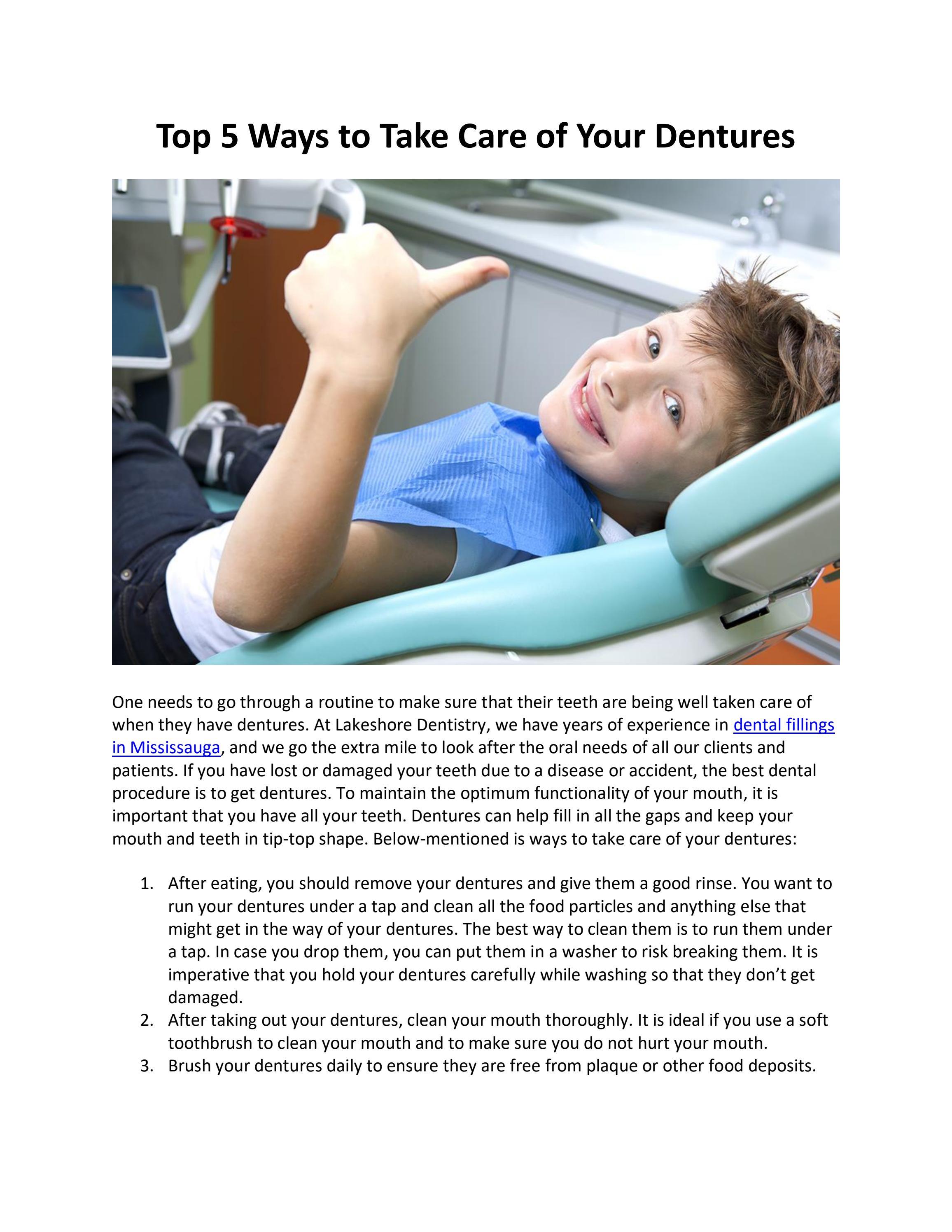 Top 5 Ways to Take Care of Your Dentures (PDF) by Lakeshore Dentistry