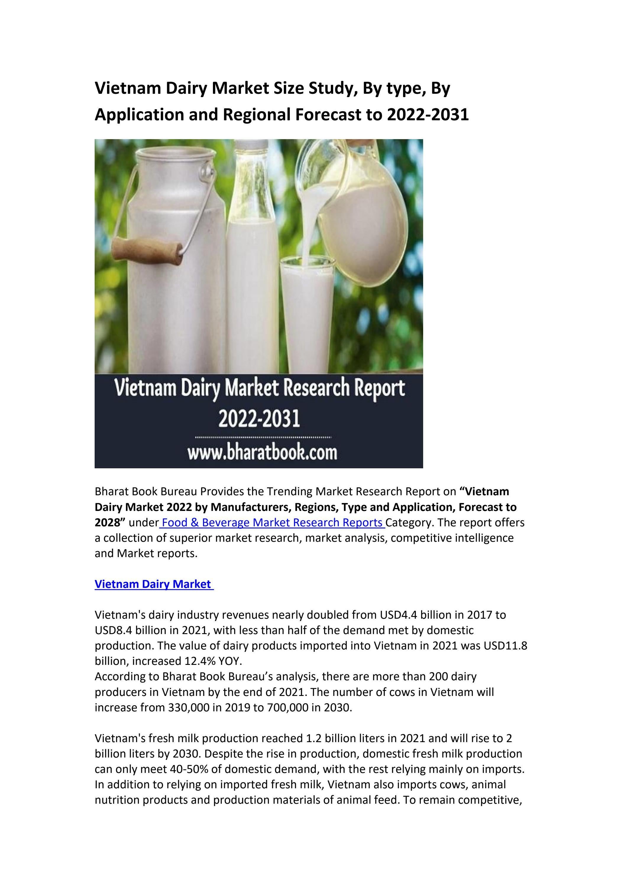 Vietnam Dairy Market Research Report 20222031 by James Grey Issuu