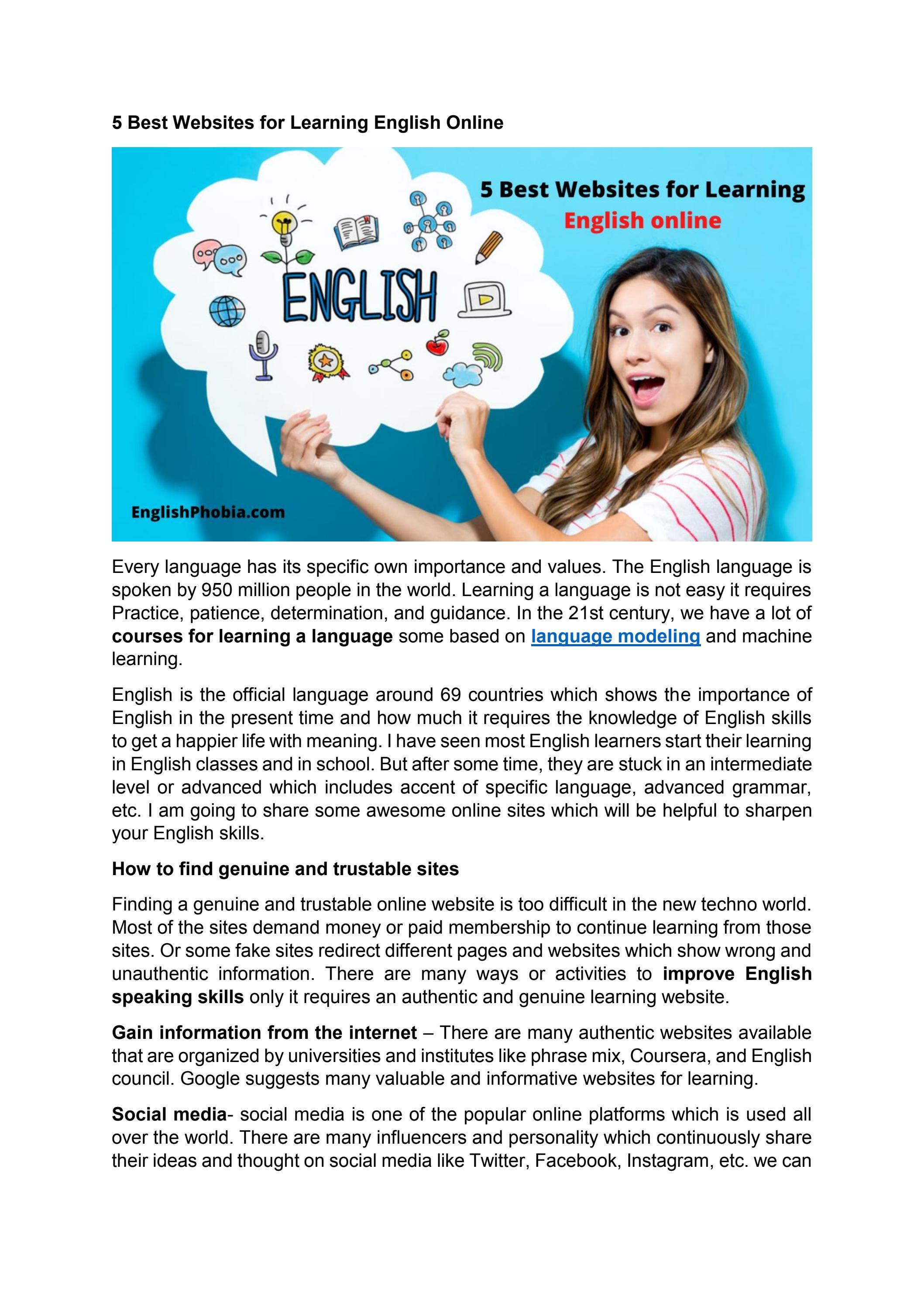 5 Best sites for Learning English Online by English Phobia Issuu