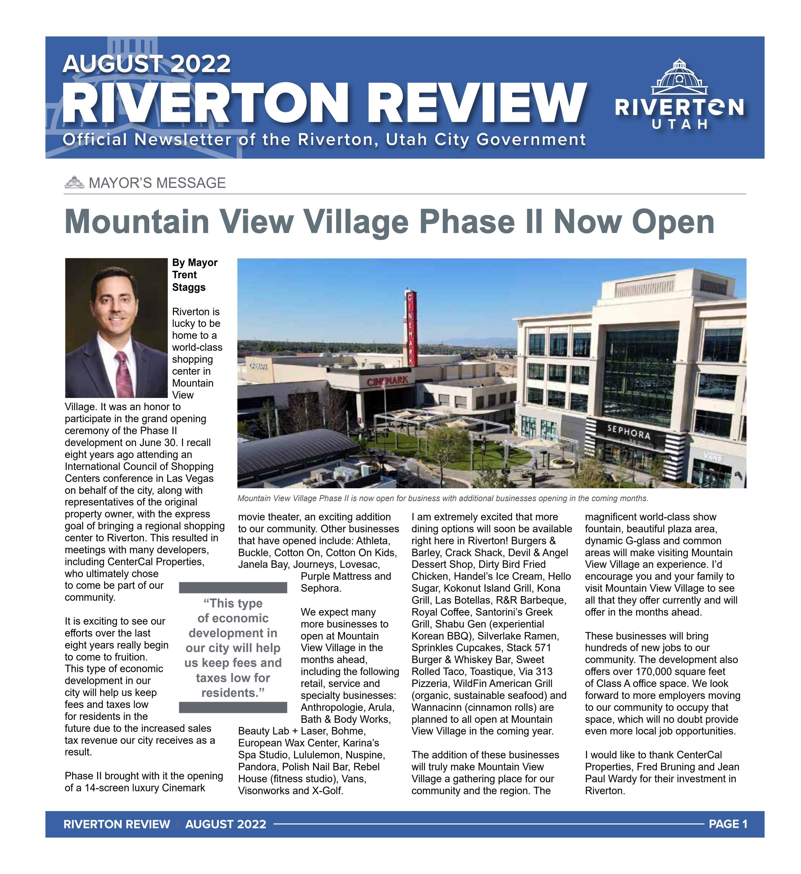 Riverton City Newsletter August 2022 by The City Journals Issuu