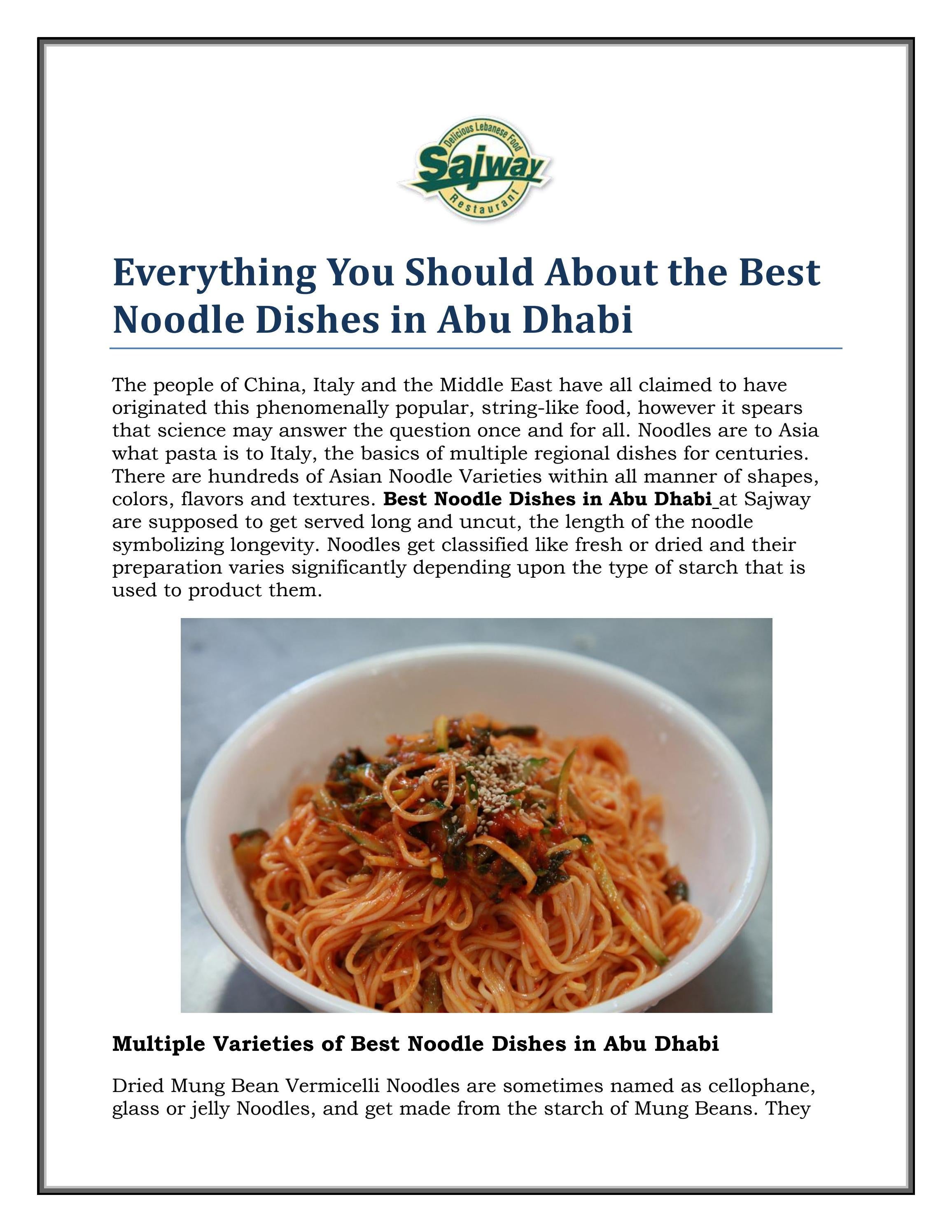 Everything You Should About the Best Noodle Dishes