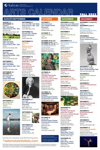 Salem State University Arts Calendar Fall 2022 by Salem State University -  Issuu