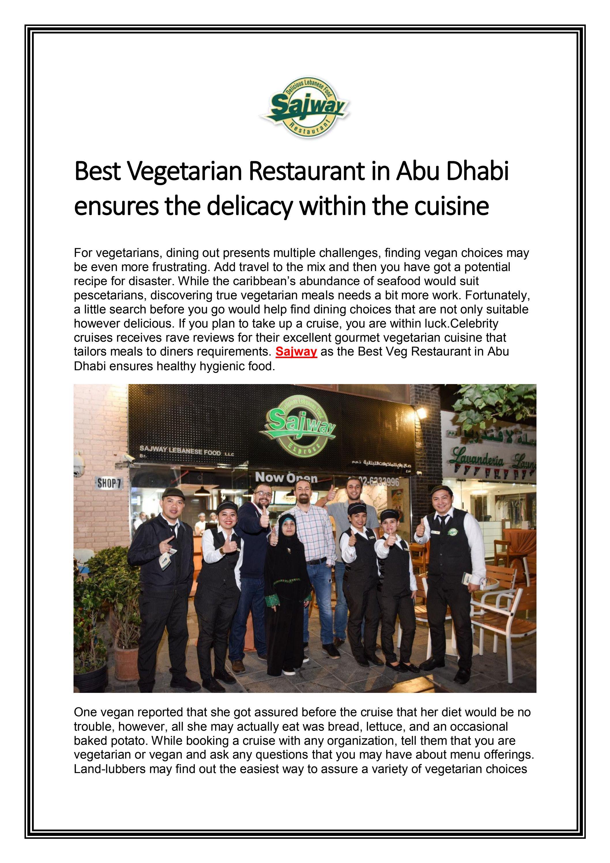 Best Vegetarian Restaurant in Abu Dhabi ensures th