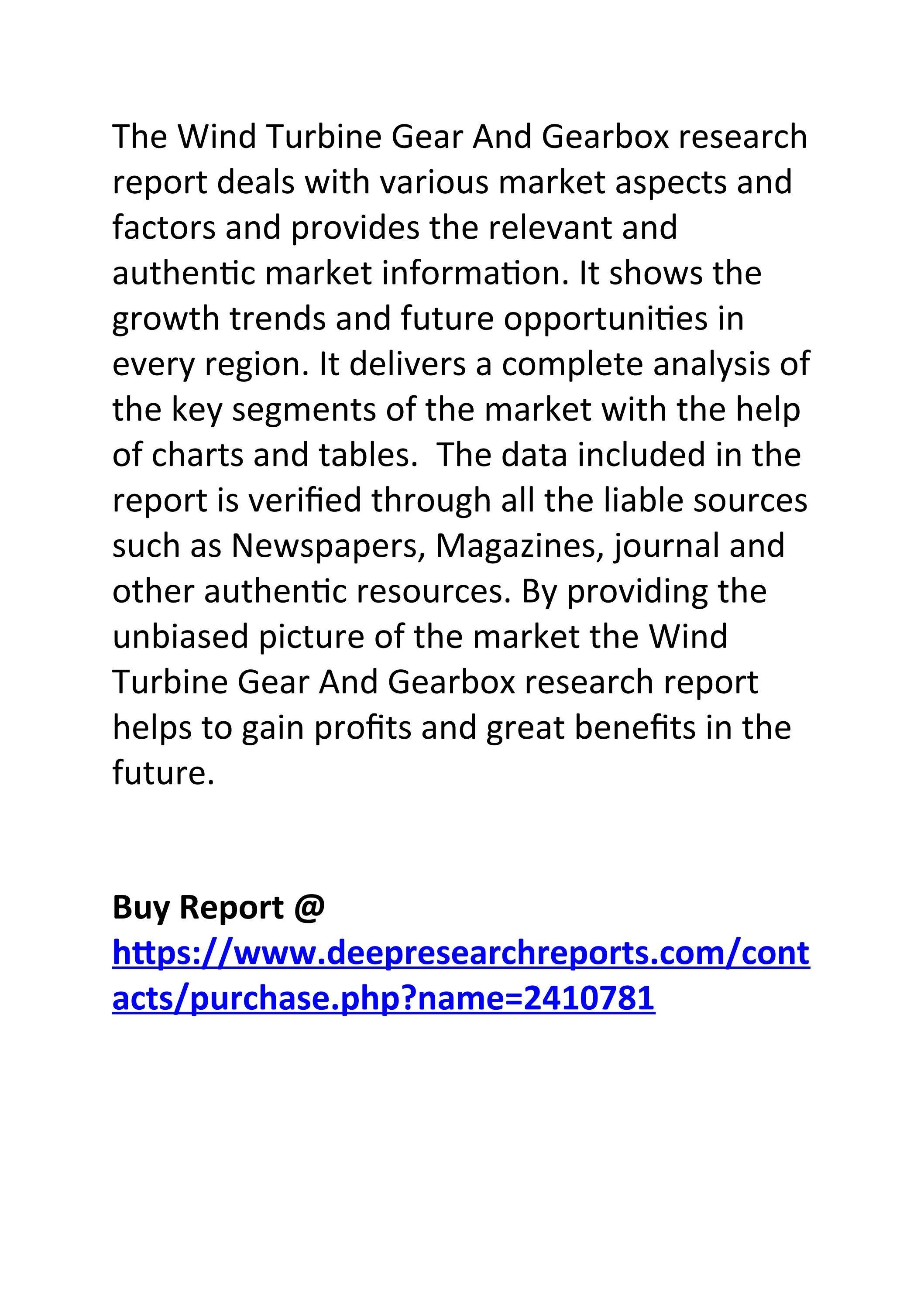 Wind Turbine Gear And Gearbox Market 2022 Global Sales and Revenue Research Report by