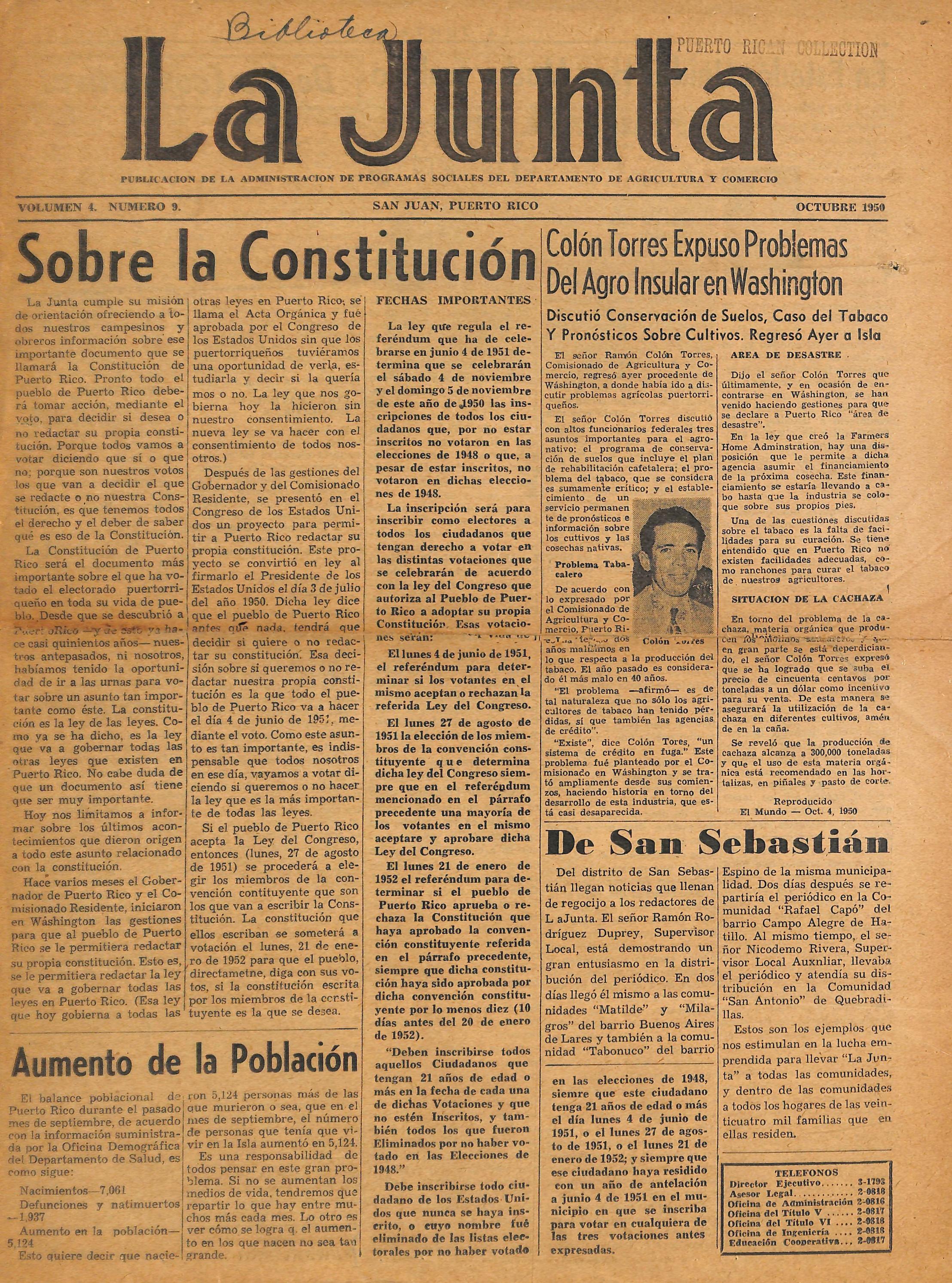La Junta (oct. 1950) by La Colección Puertorriqueña Issuu