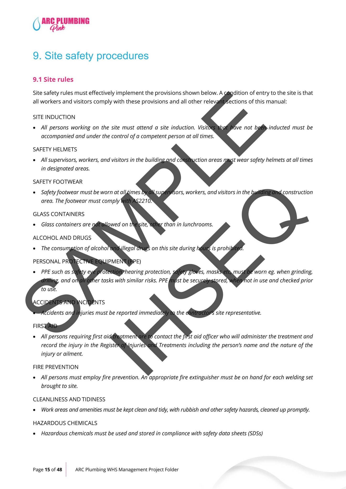 WHS Management Project Folder - Sample File by ihseq - Issuu