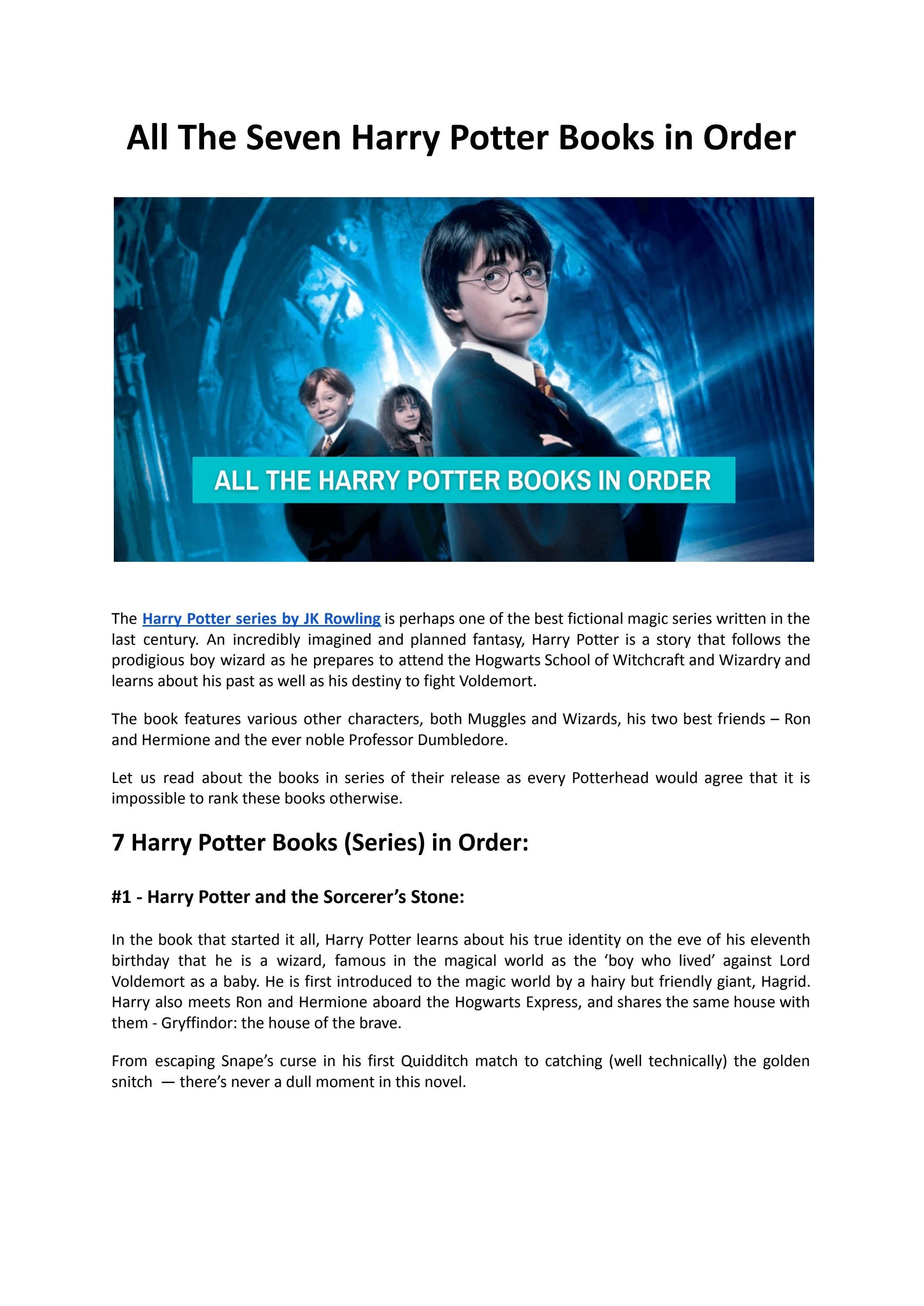 All The Seven Harry Potter Books in Order Bookends by Bookends Issuu