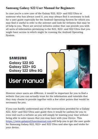 Samsung Galaxy S22 User Manual by sarahaker - Issuu