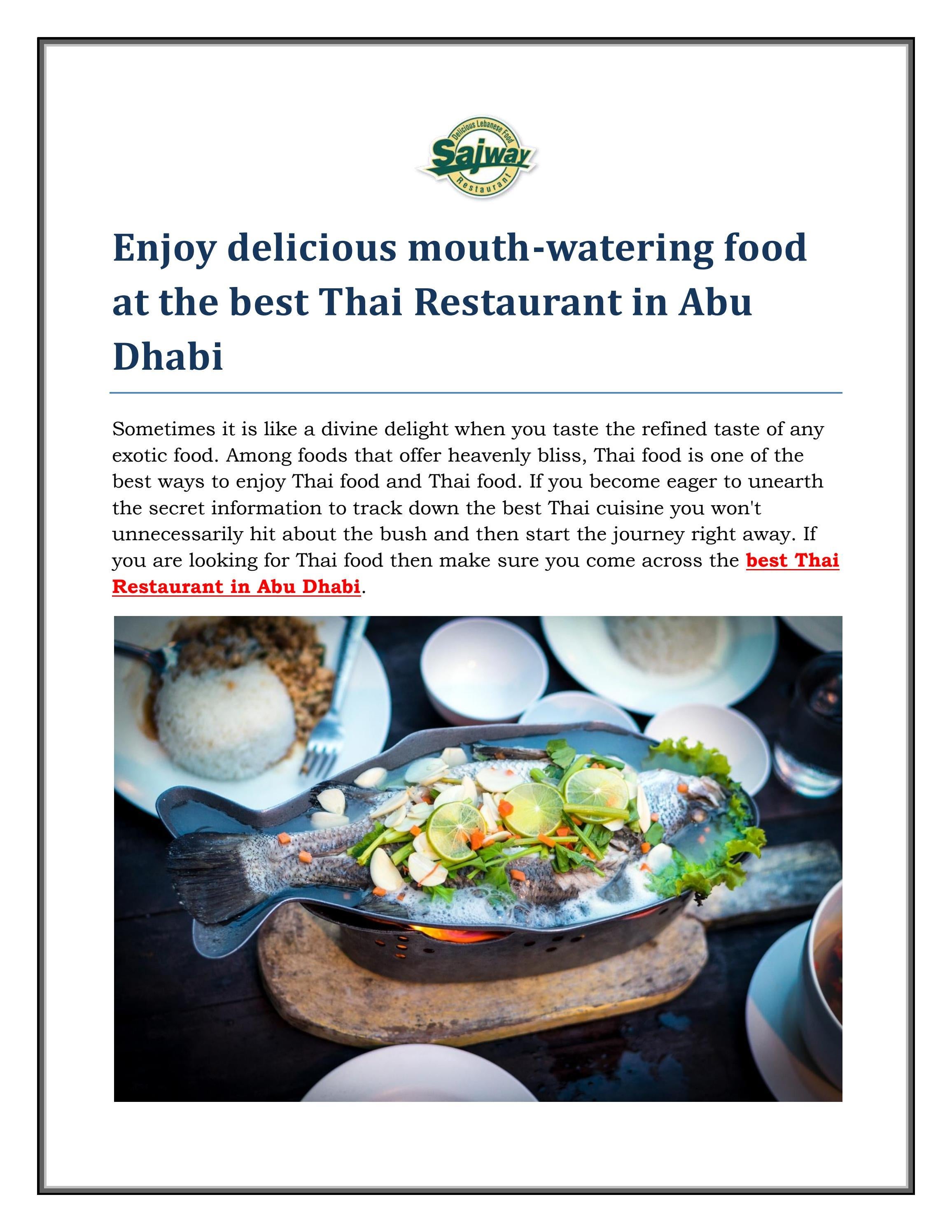 Enjoy delicious mouth-watering food at the best Th