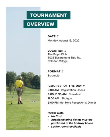 2022 Golfer Participant 指南 : OTMH Charity Golf Tournament 第 4 页