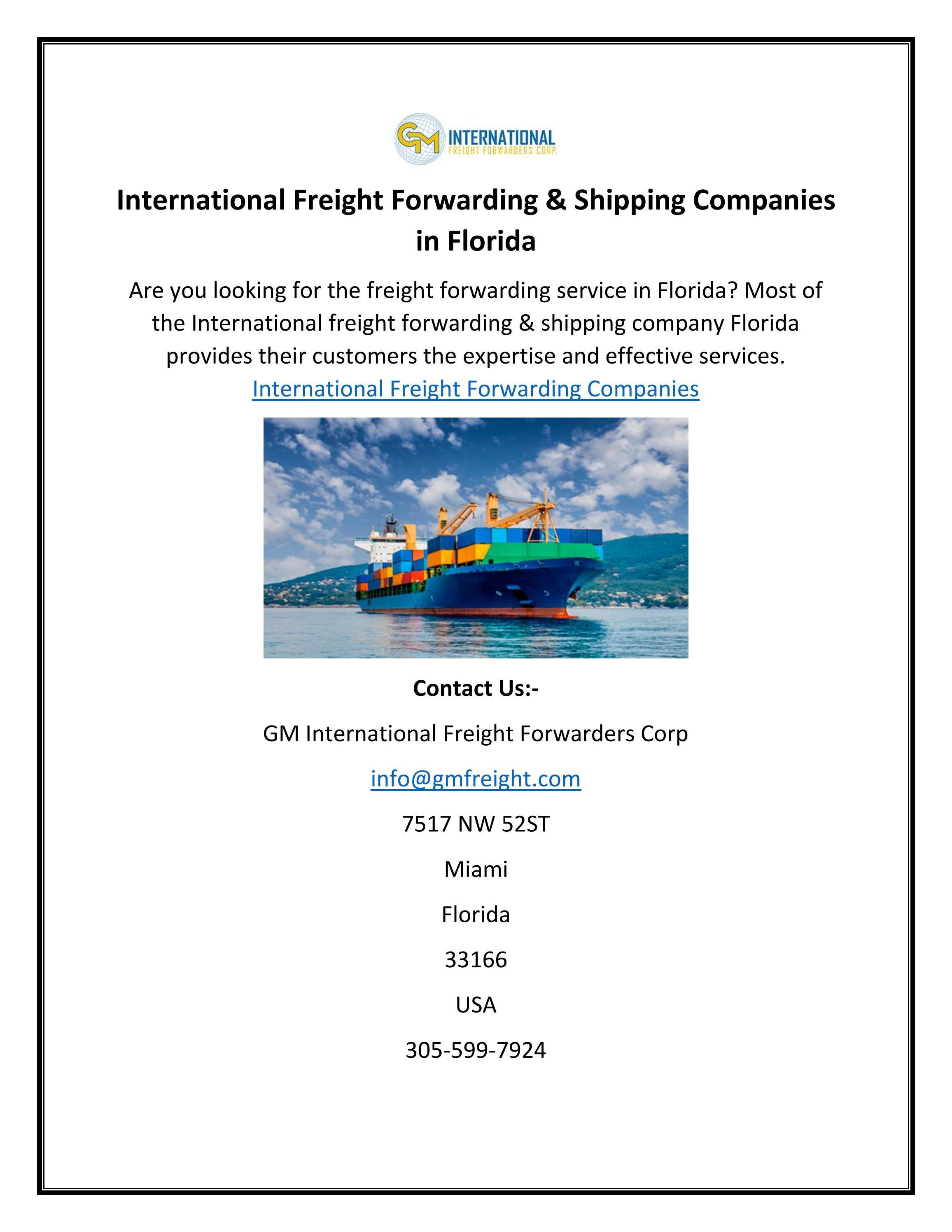 International Freight Forwarding & Shipping Companies in Florida by GM Freight Issuu