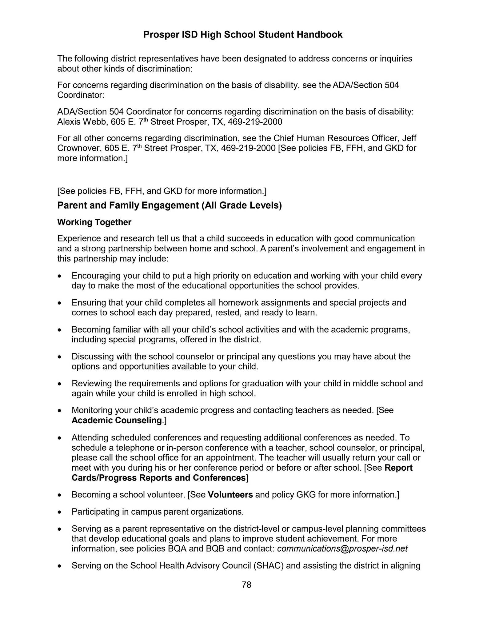 20222023 Prosper ISD High School Student Handbook by Prosper