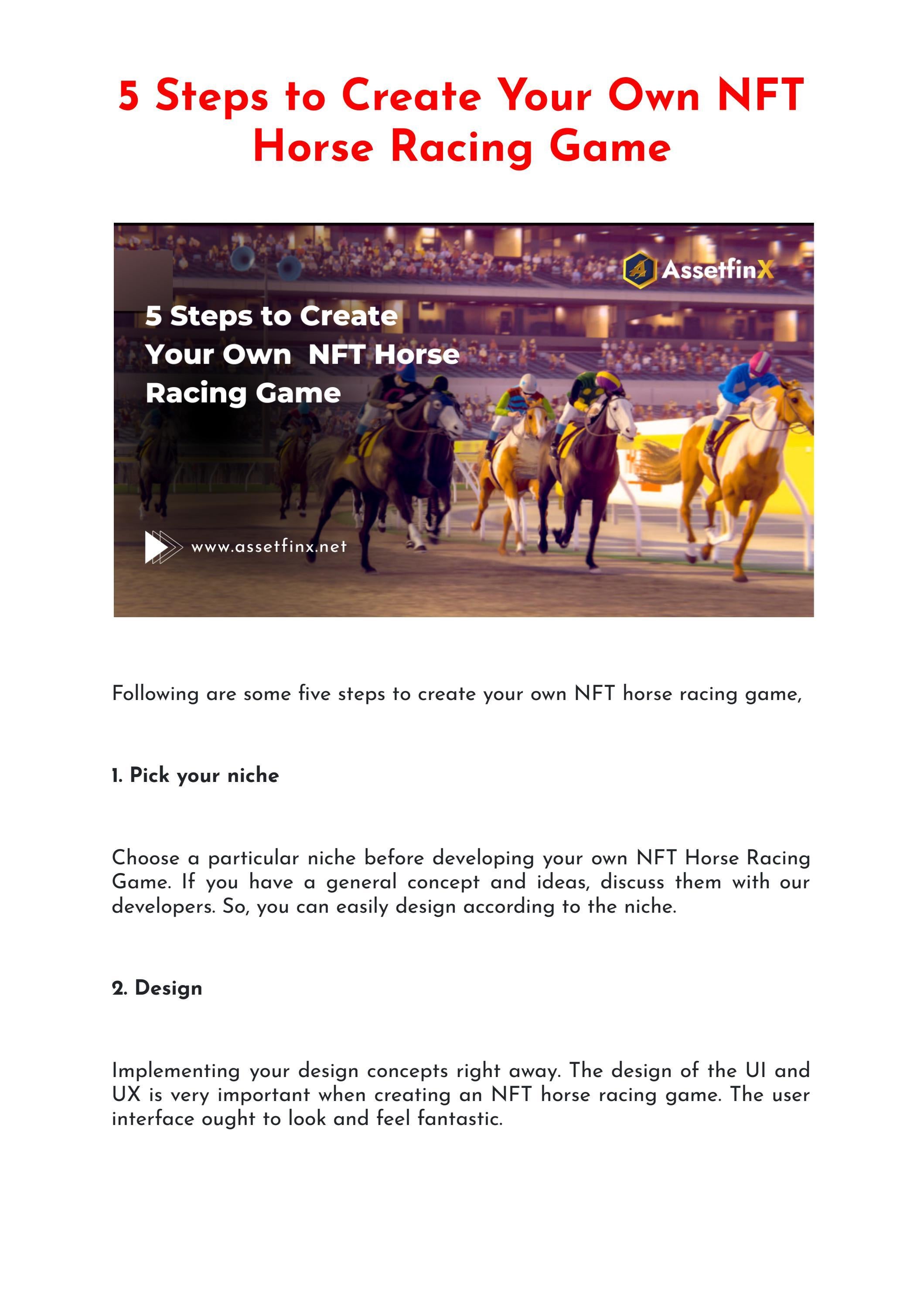 Step By Step Guide To Create NFT Horse Racing Game by Maya Brooklyn Issuu