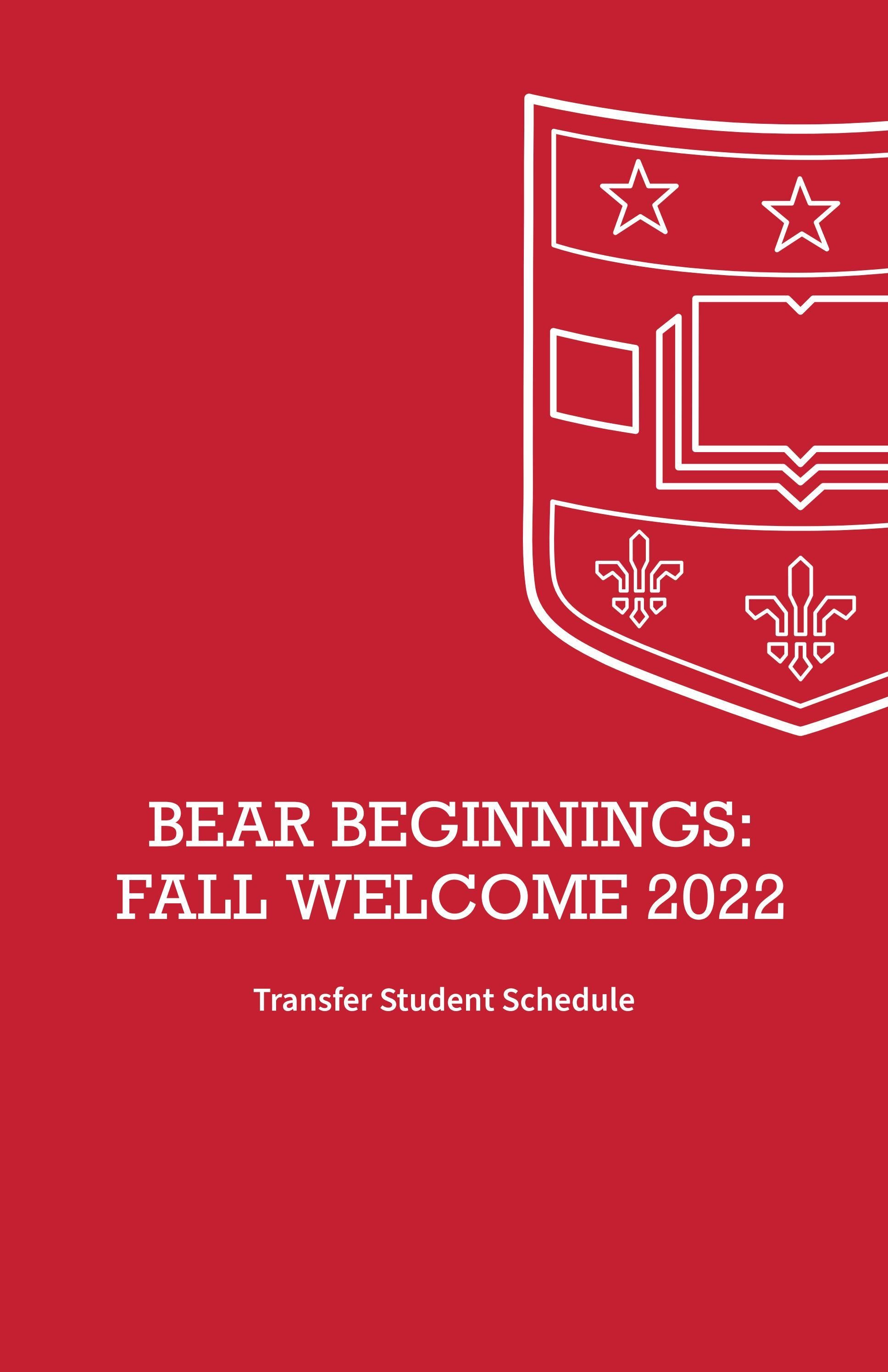 Fall Welcome 2022 Transfer Student Schedule By WashU Student 