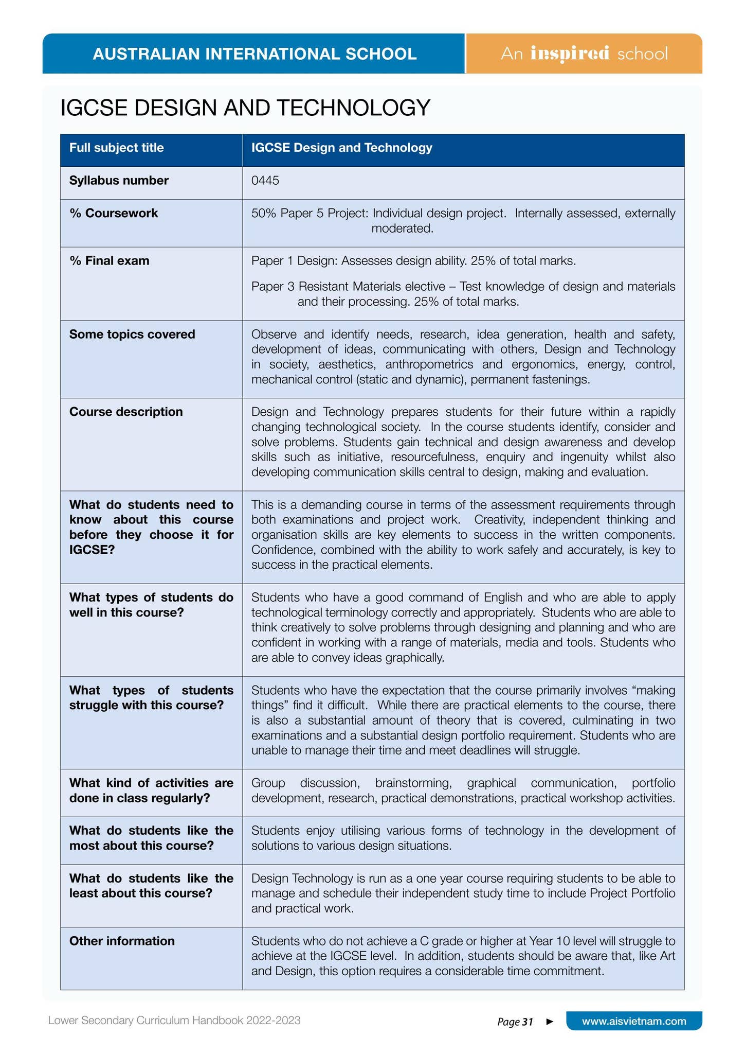 Lower Secondary Handbook 2022 by Australian International School - Issuu