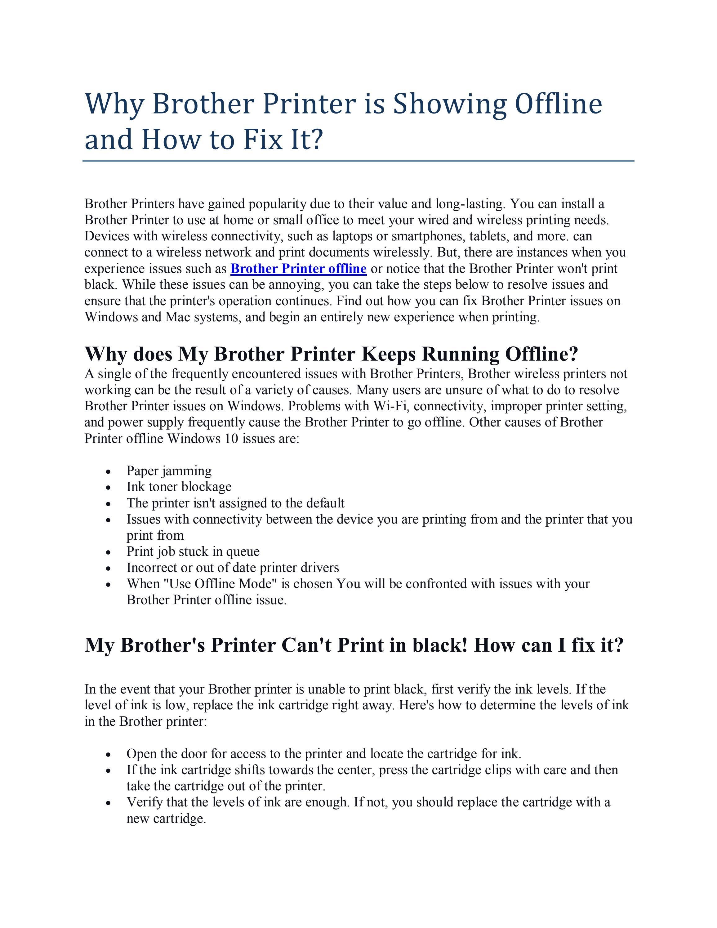 Why Brother Printer is showing Offline and How to Fix It? by Emilee