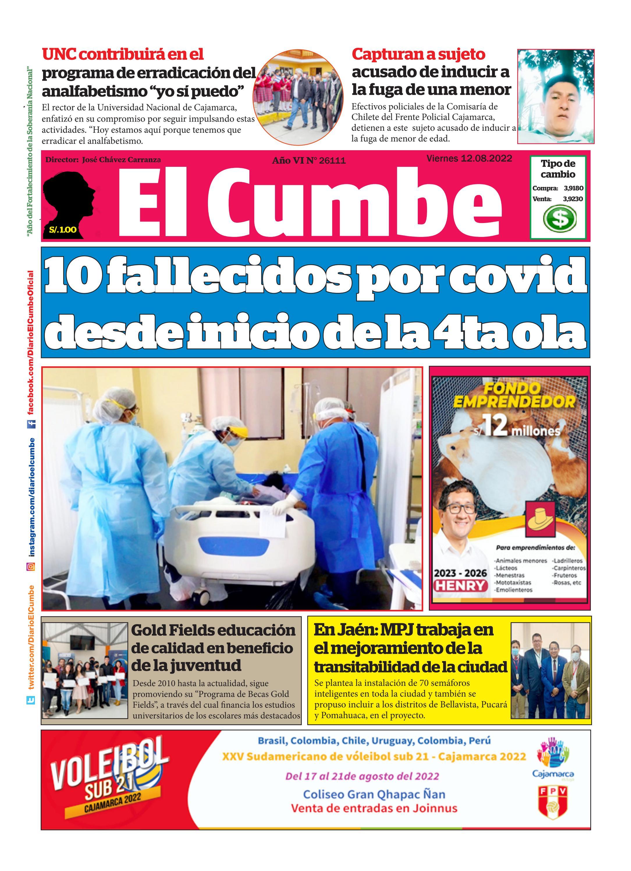 Diario EL CUMBE 12 de AGOSTO del 2022 by diarioelcumbecajamarca - Issuu
