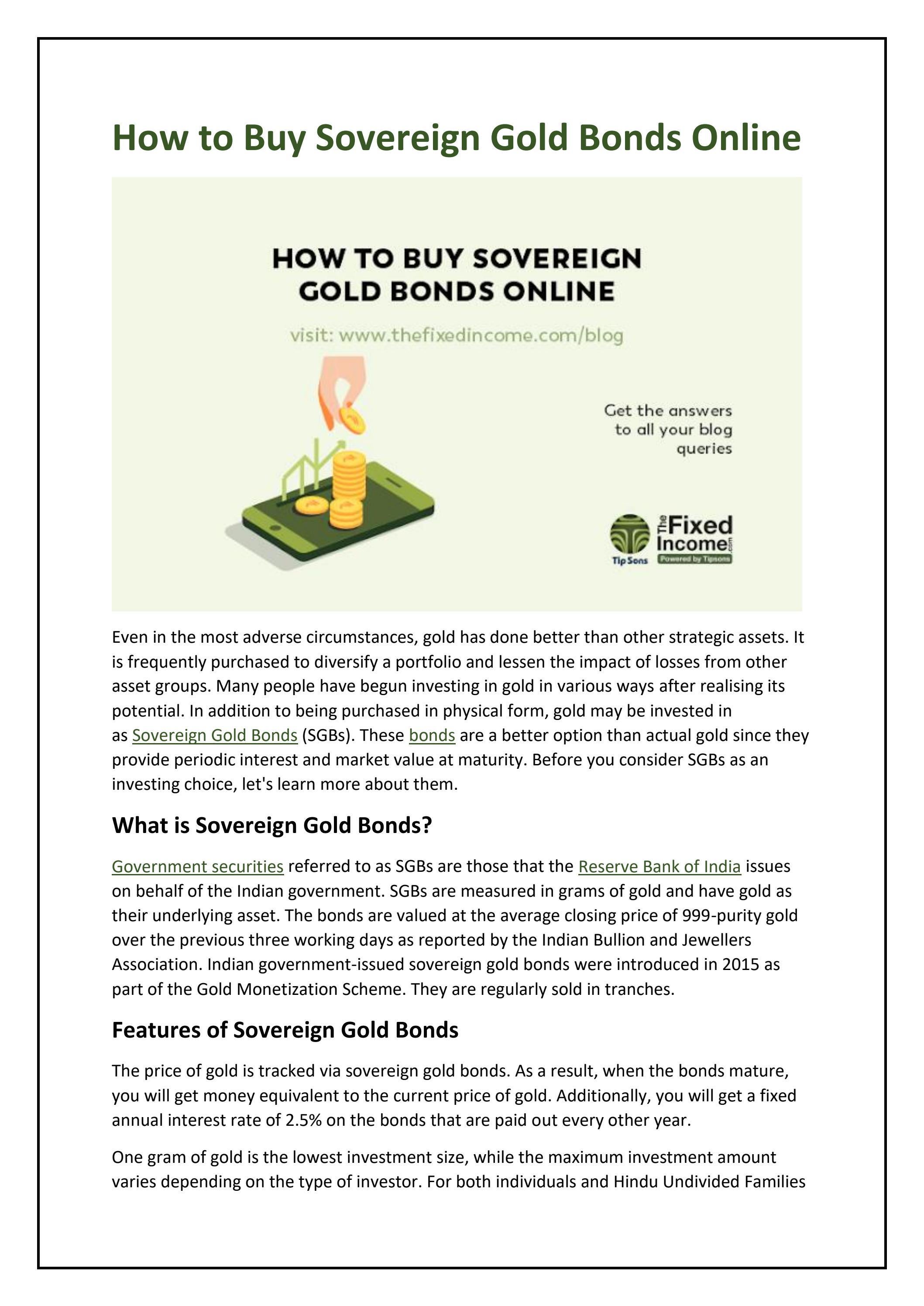 How to Buy Sovereign Gold Bonds Online by The Fixed Issuu