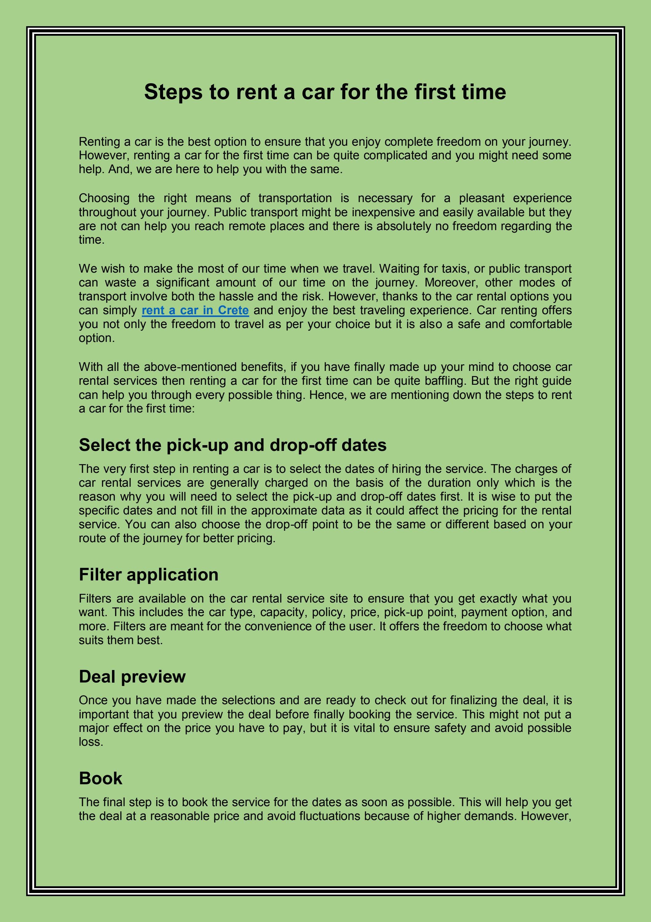 Steps to rent a car for the first time by carrentalstopgr Issuu