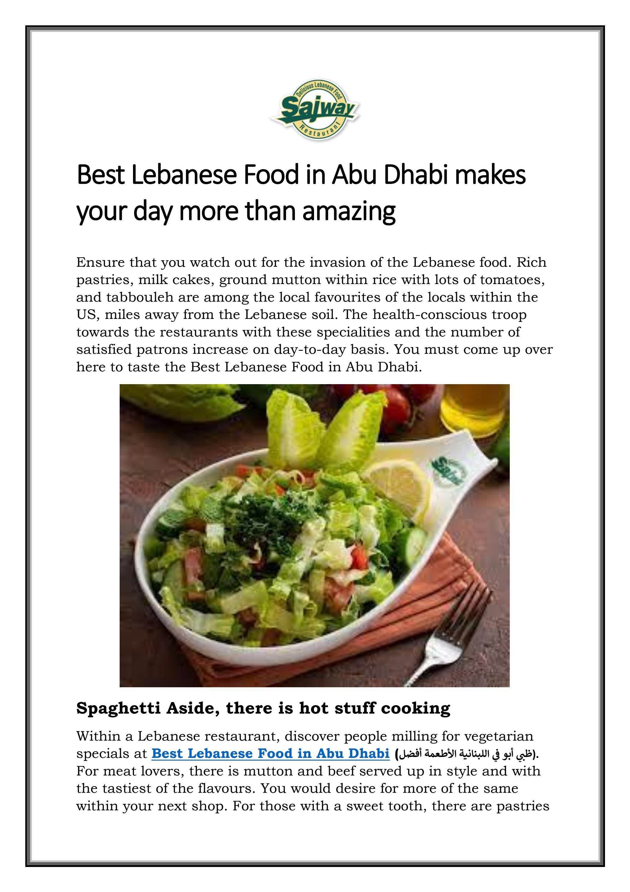 Best Lebanese Food in Abu Dhabi makes your day mor