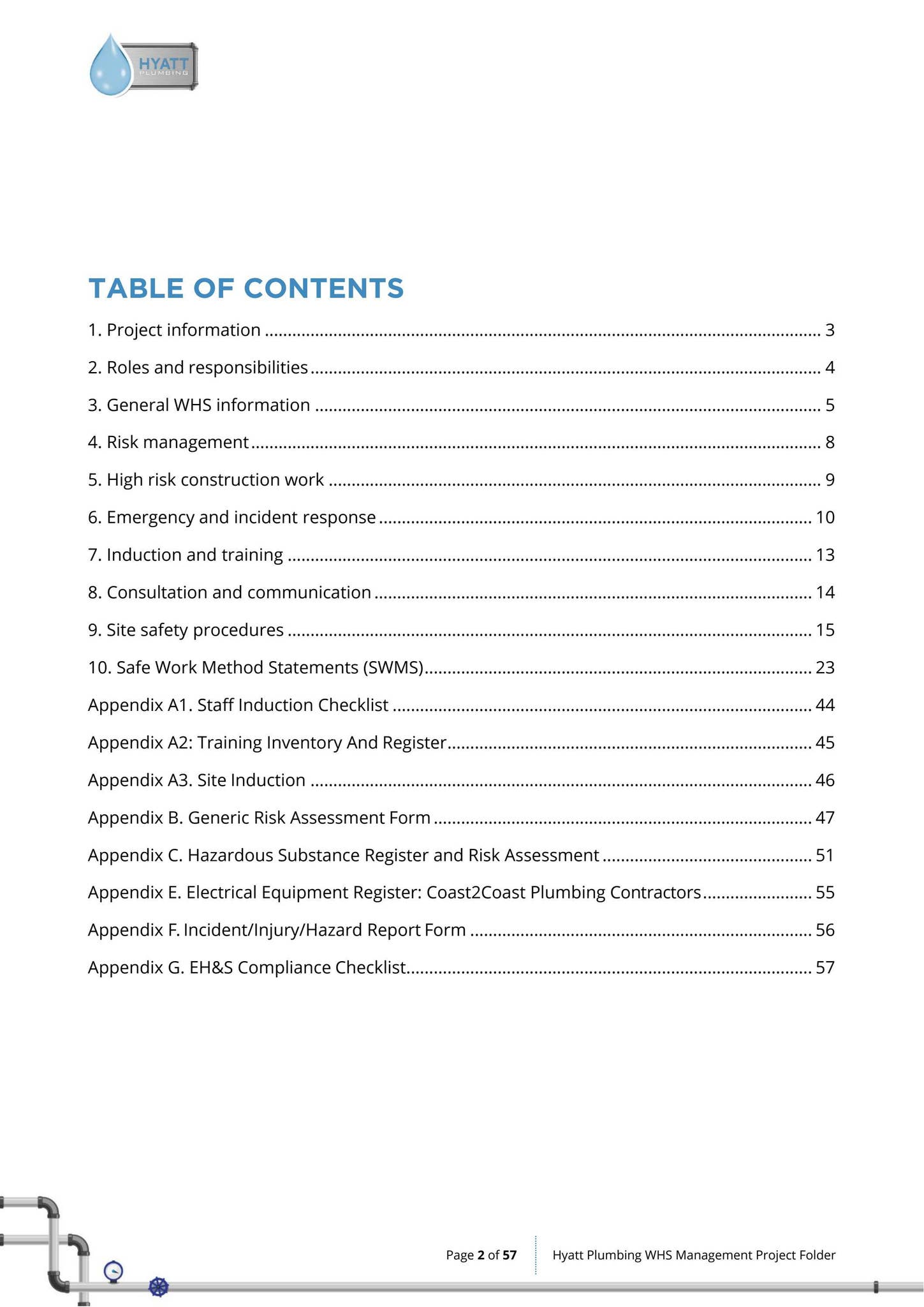 WHS Management Project Folder - Hyatt Plumbing by ihseq - Issuu