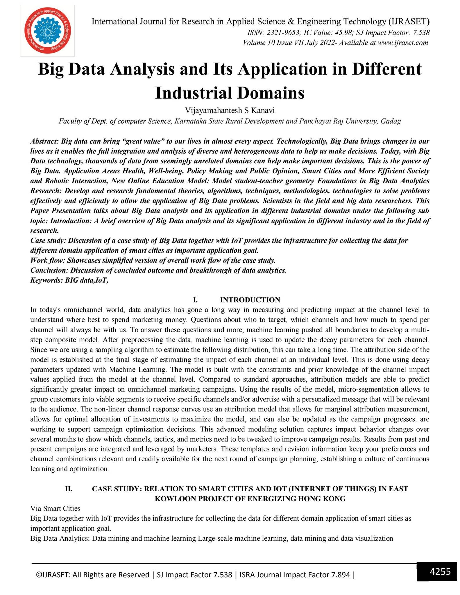 Big Data Analysis and Its Application in Different Industrial Domains ...