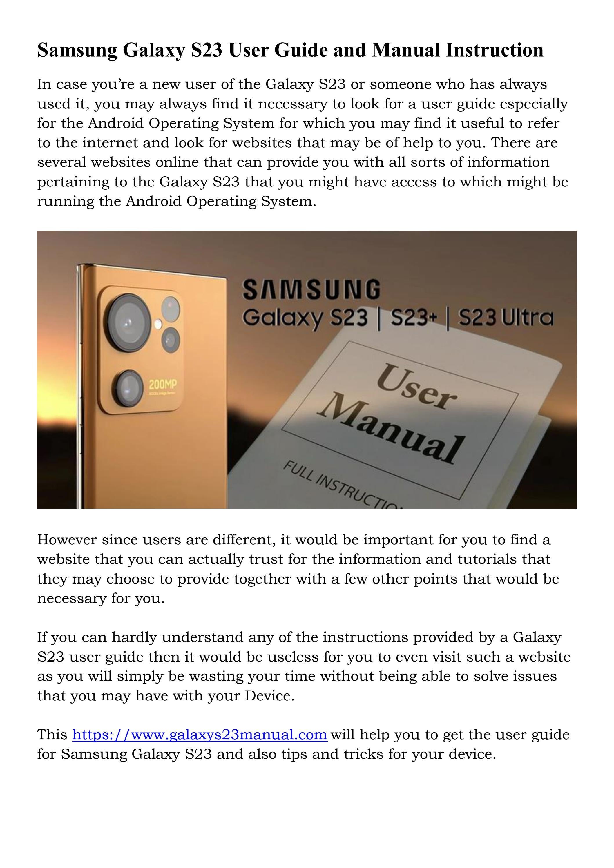 Samsung Galaxy S23 User Guide PDF by Monica Friel - Issuu