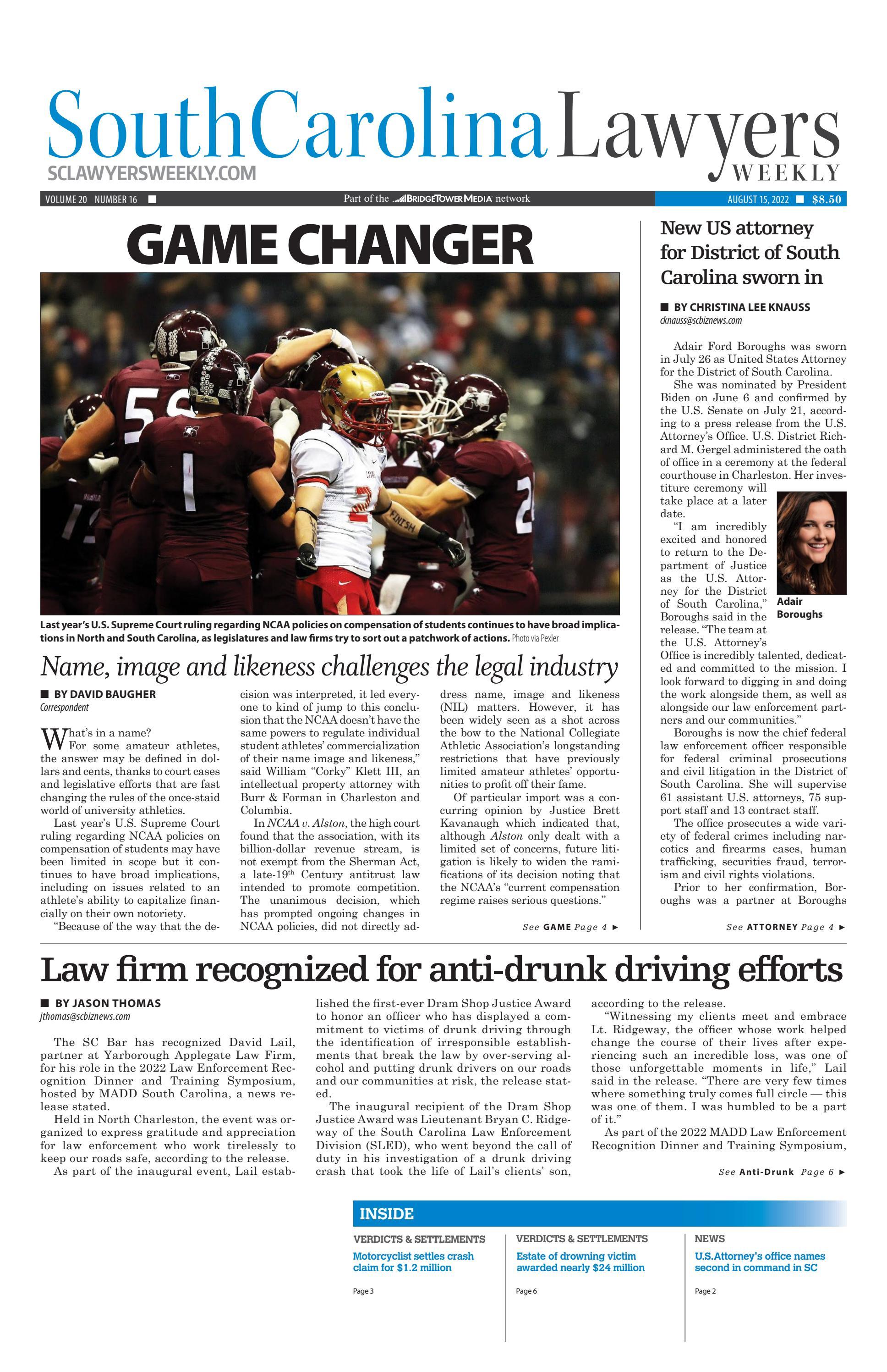 South Carolina Lawyers Weekly August 15, 2022 by SC Biz News Issuu