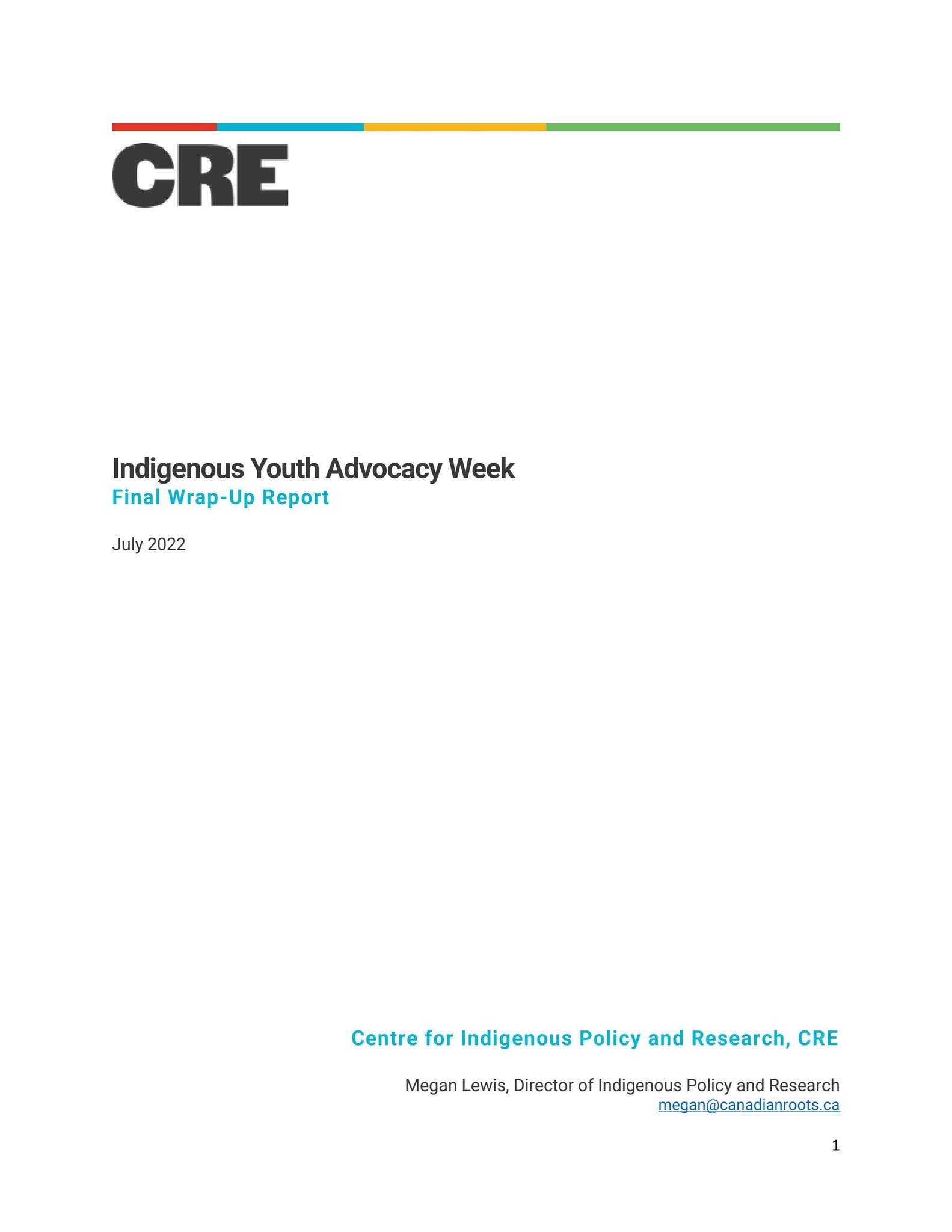 CRE - Indigenous Youth Advocacy Week 2022 - Final Report by ...