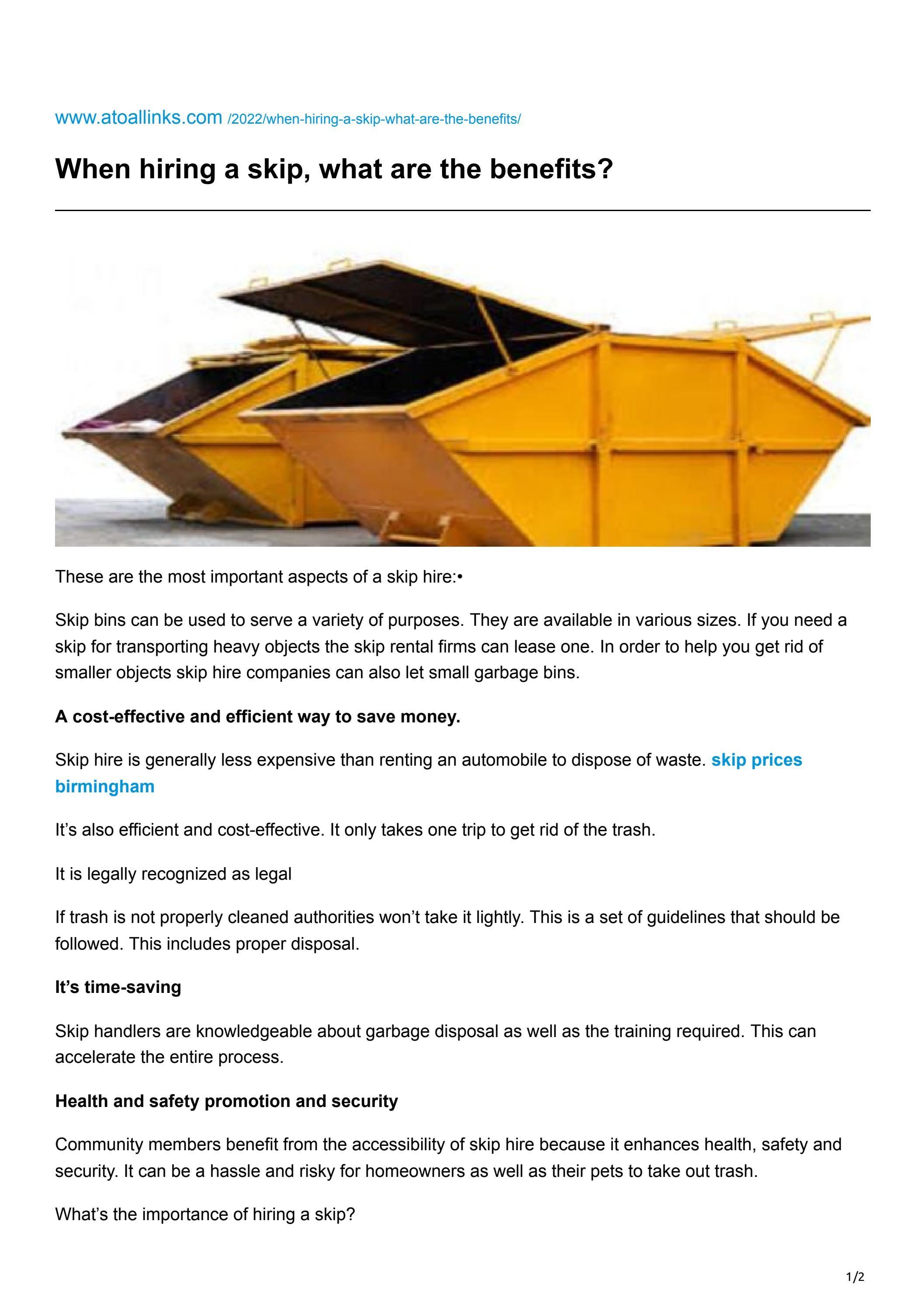 When hiring a skip, what are the benefits? by Central01 Issuu